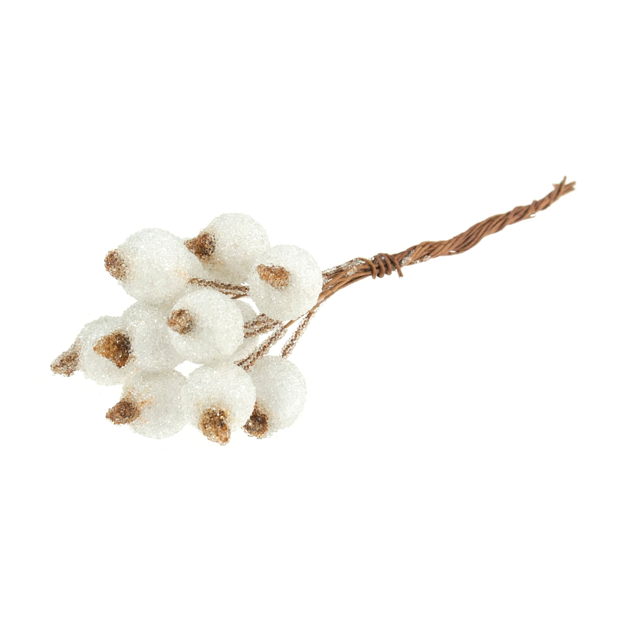 Frosted Snowberries on Wire: White - 12pc
