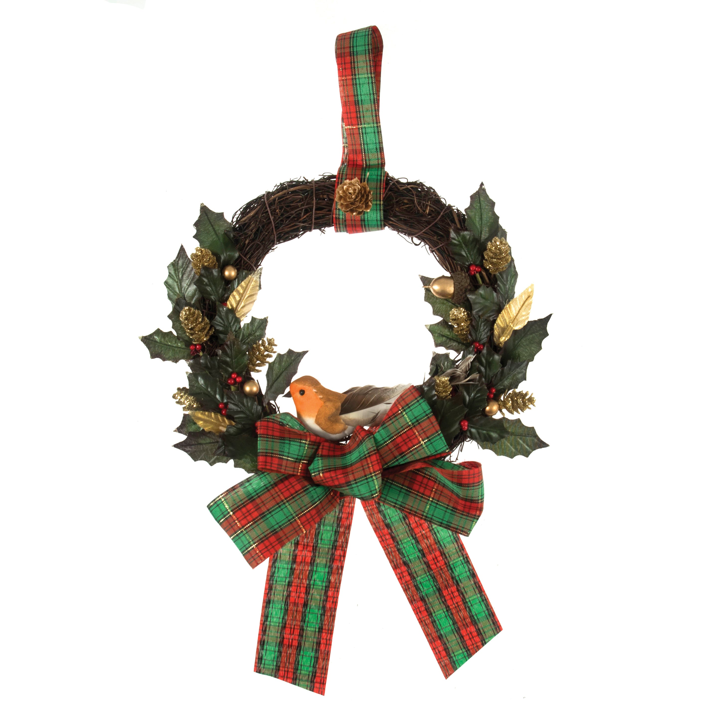Make Your Own Festive Wreath Kit: Traditional Tartan: 20cm