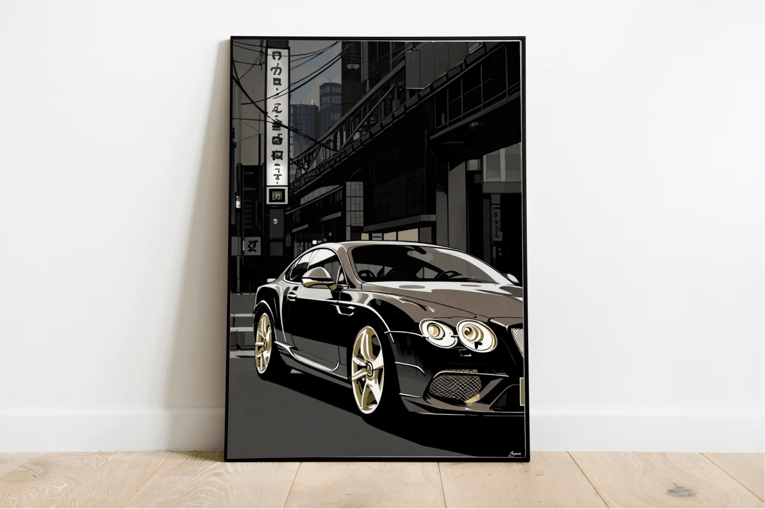 British Luxury Car in Tokyo Print | Neon City Wall Art | Buy Online from The Home Crafters