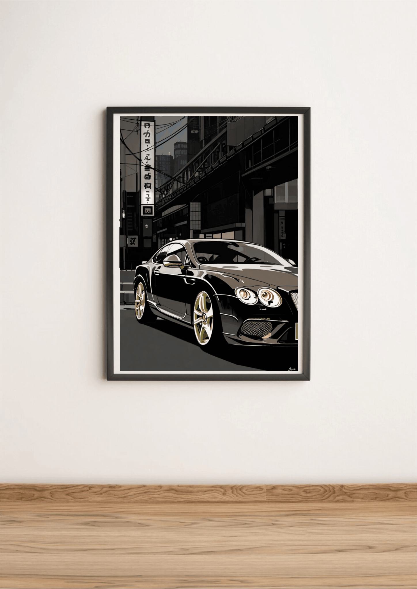 British Luxury Car in Tokyo Print | Neon City Wall Art | Buy Online from The Home Crafters
