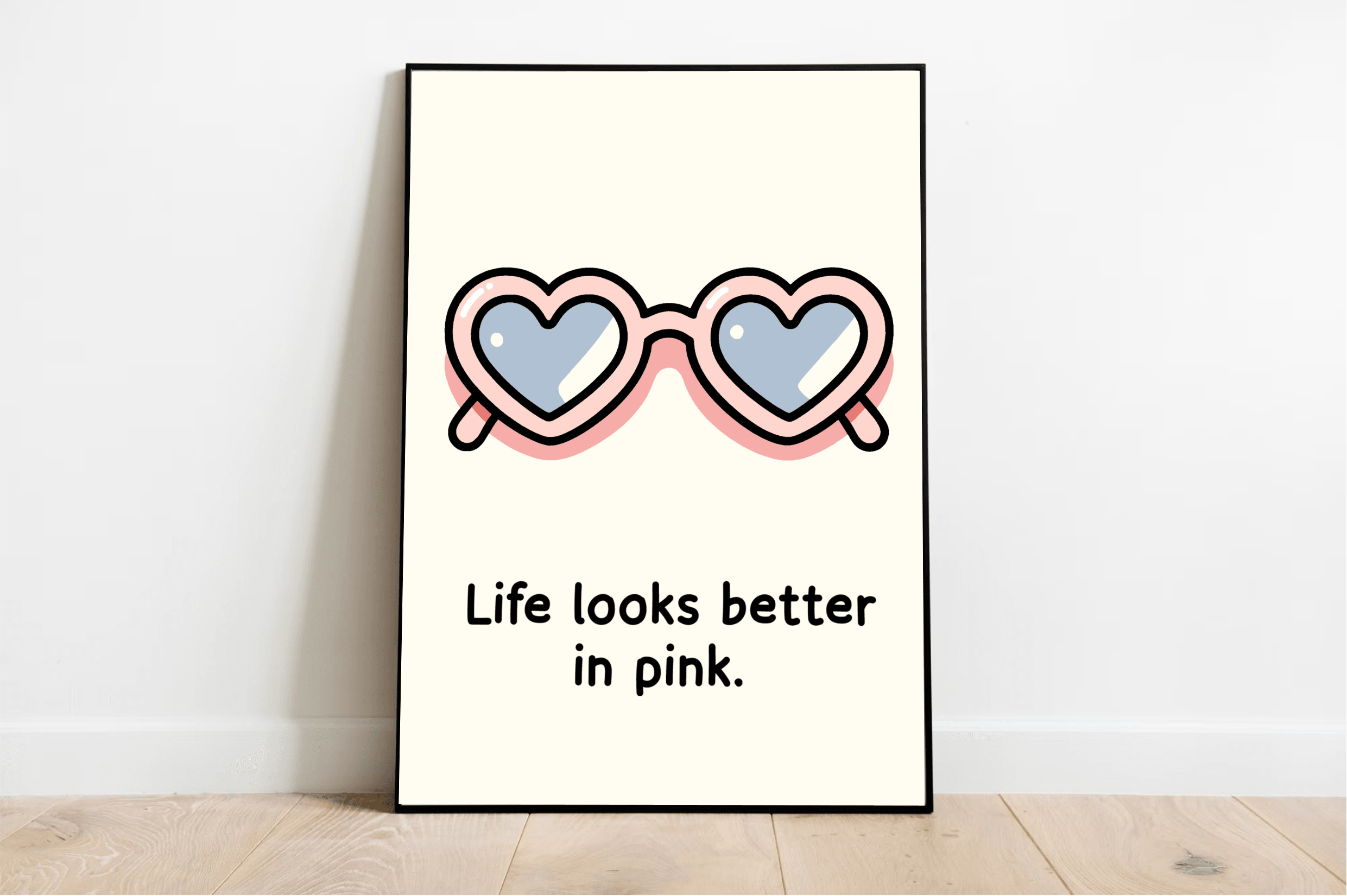 Life Looks Better in Pink – Rose Cartoon Art Print | Buy Online from The Home Crafters