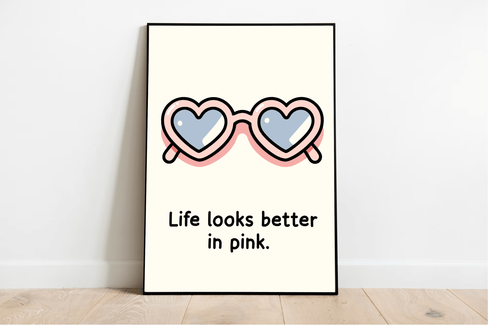 Life Looks Better in Pink – Rose Cartoon Art Print | Buy Online from The Home Crafters