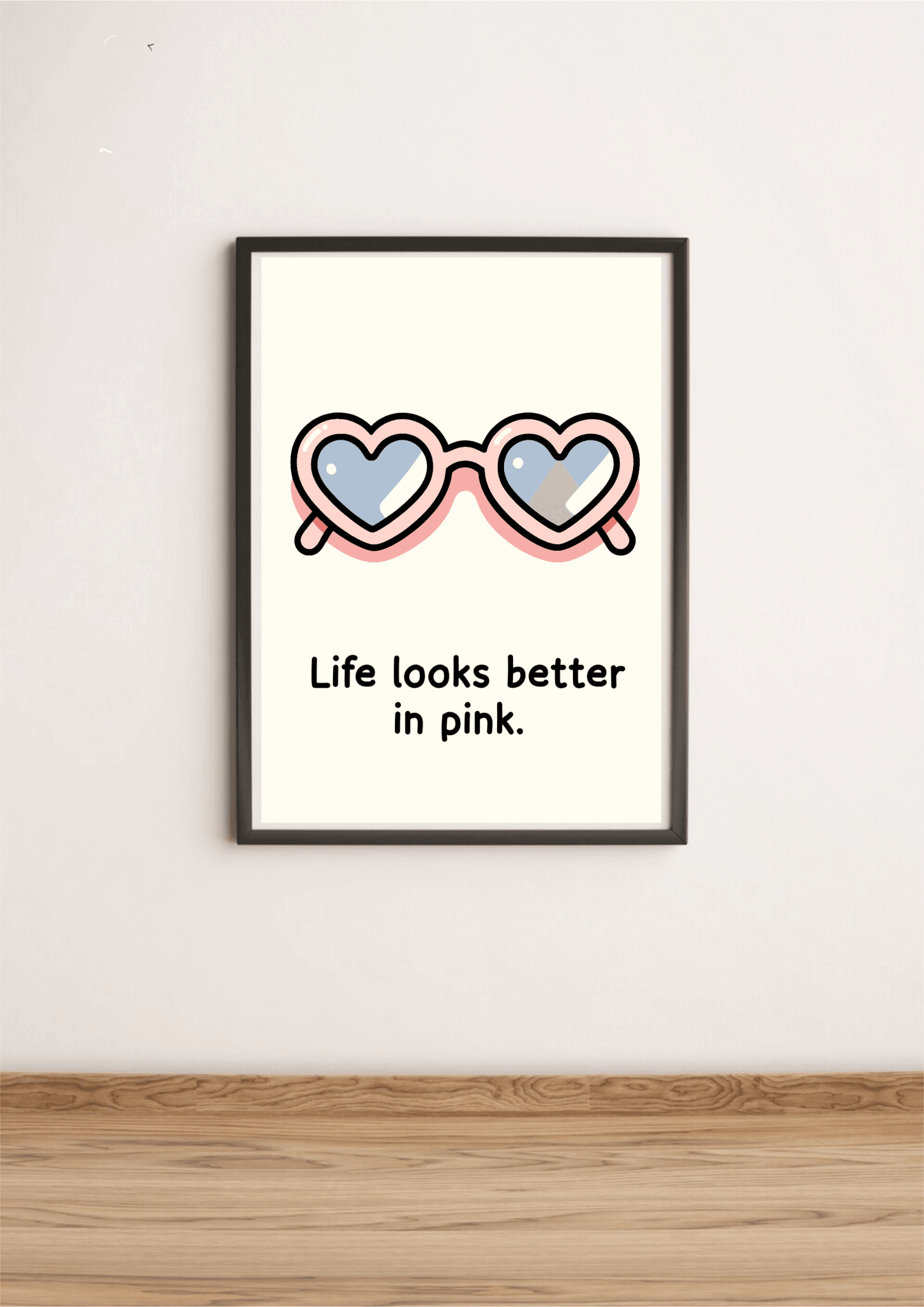 Life Looks Better in Pink – Rose Cartoon Art Print | Buy Online from The Home Crafters