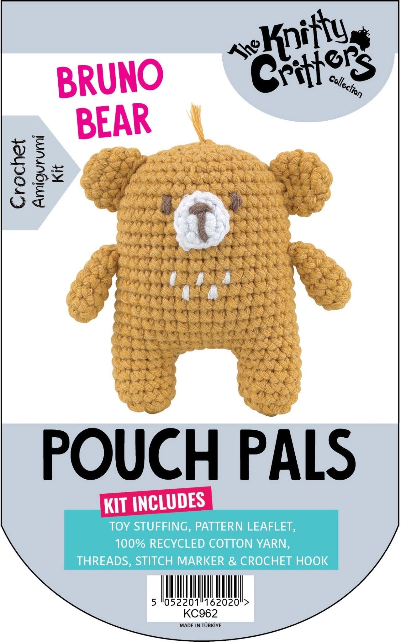 Knitty Critters Pouch Pals Crochet Kit - Bruno Bear | Buy Online from The Home Crafters