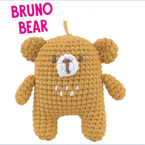 Knitty Critters Pouch Pals Crochet Kit - Bruno Bear | Buy Online from The Home Crafters