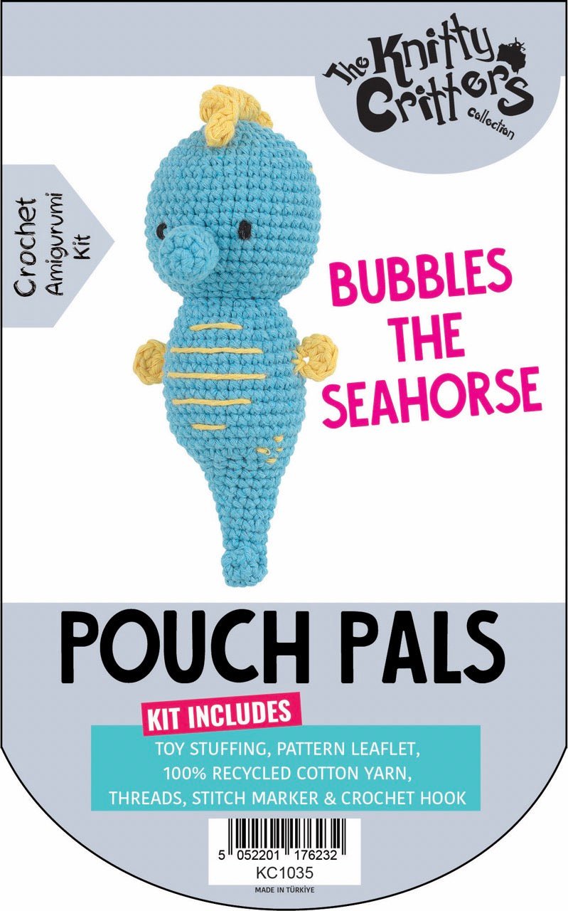 Knitty Critters Pouch Pals Crochet Kit - Bubbles The Seahorse | Buy Online from The Home Crafters