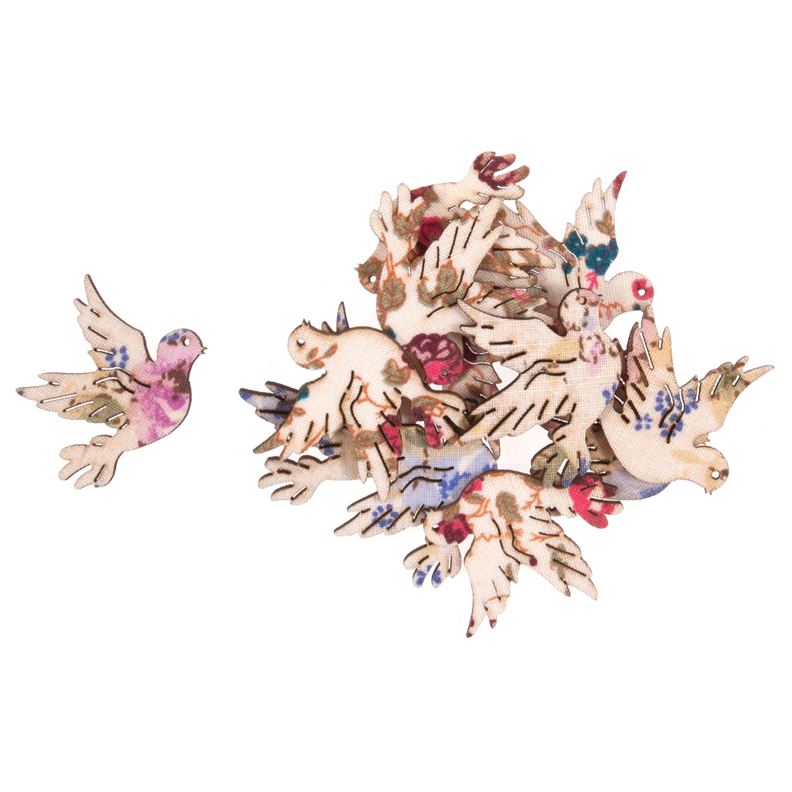 Craft Embellishments: Floral Birds - 12pc
