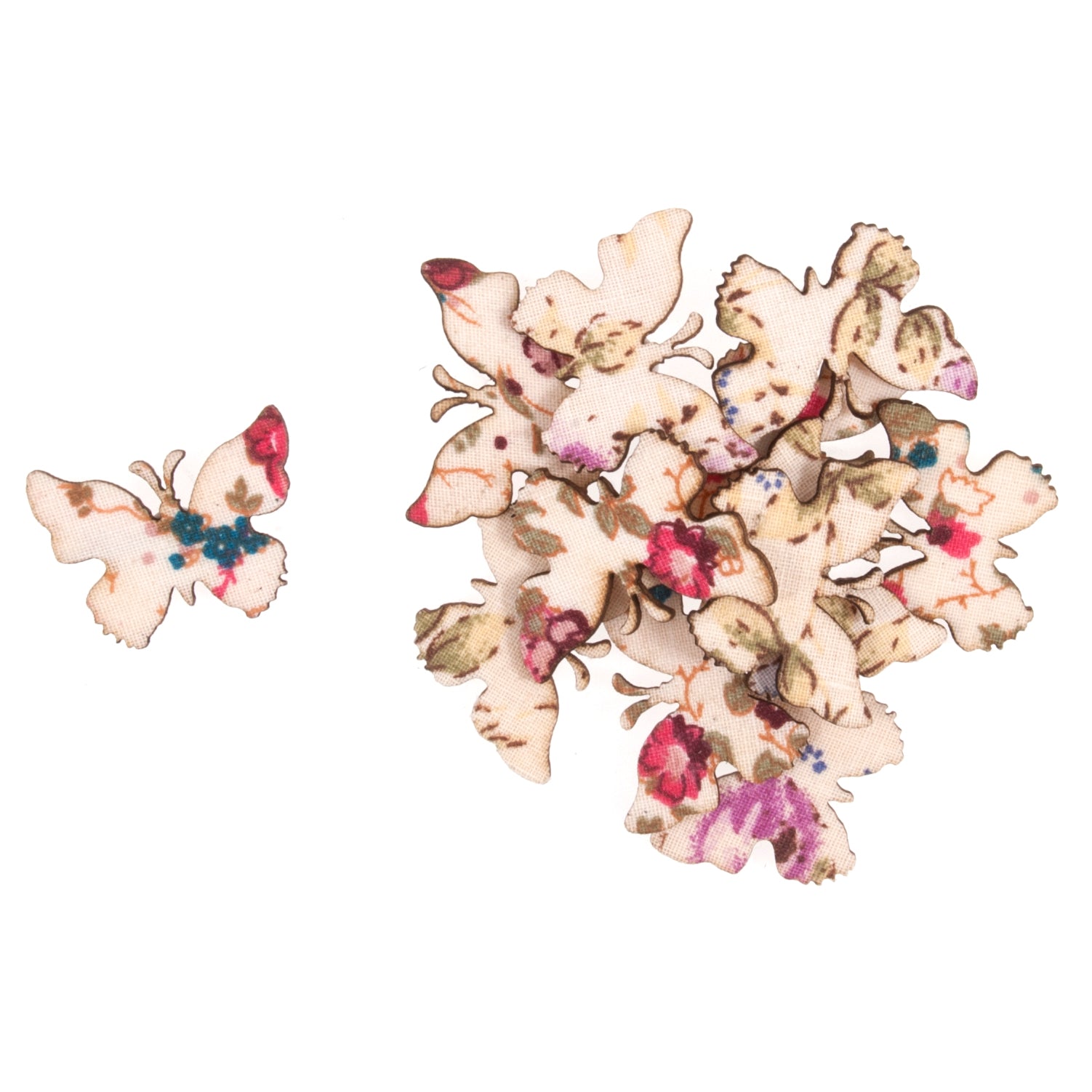 Craft Embellishments: Floral Butterflies - 12pc
