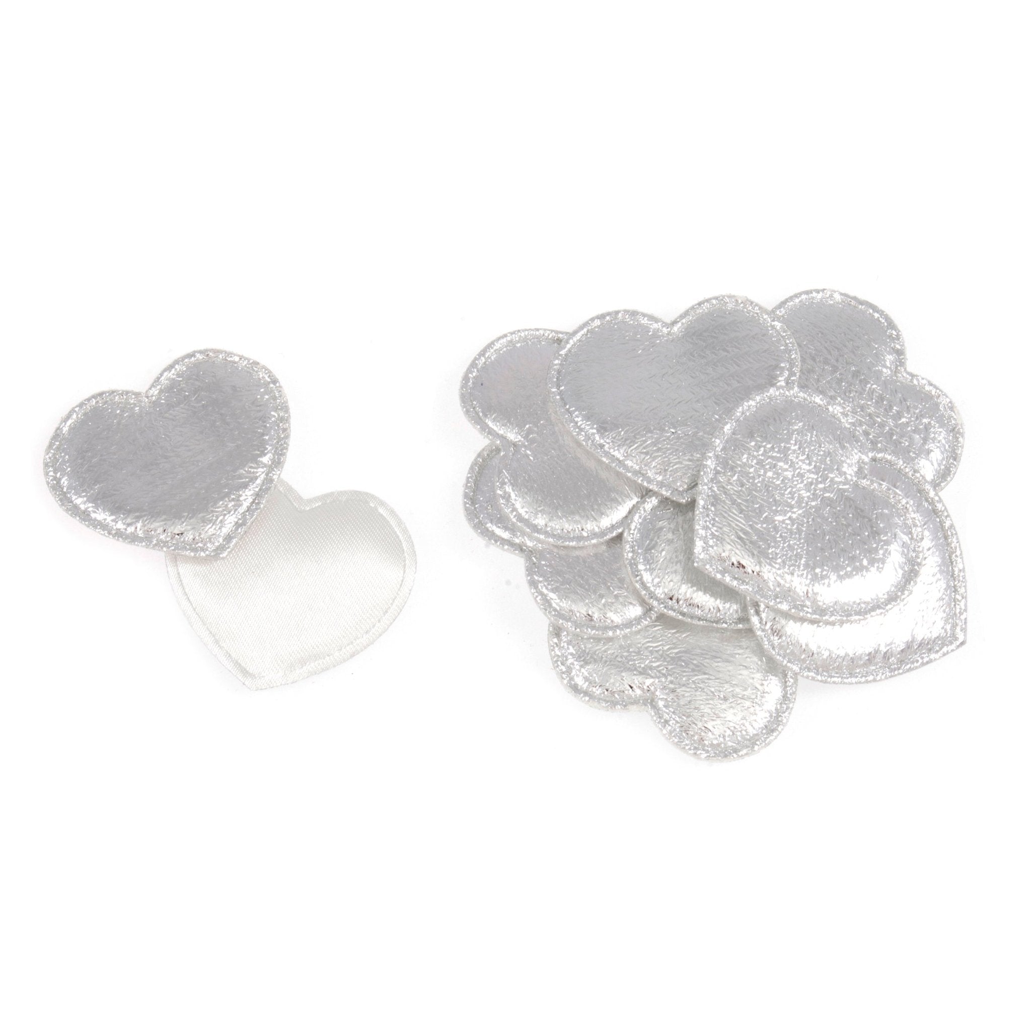 Hearts: Satin Velvet: 3cm: Silver: 10pk | Buy Online from The Home Crafters