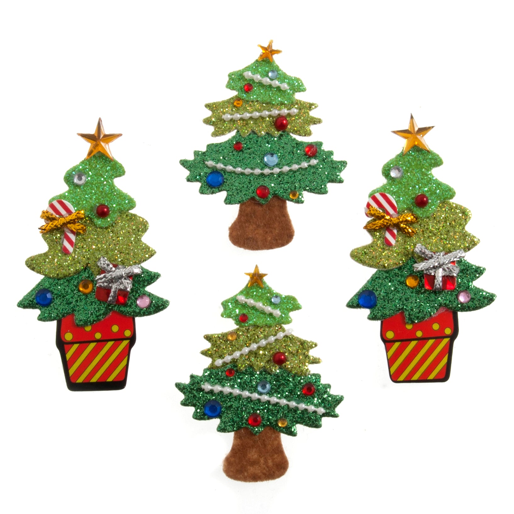 Christmas Craft Embellishments: Glitter Christmas Trees - 4pk | Buy Online from The Home Crafters