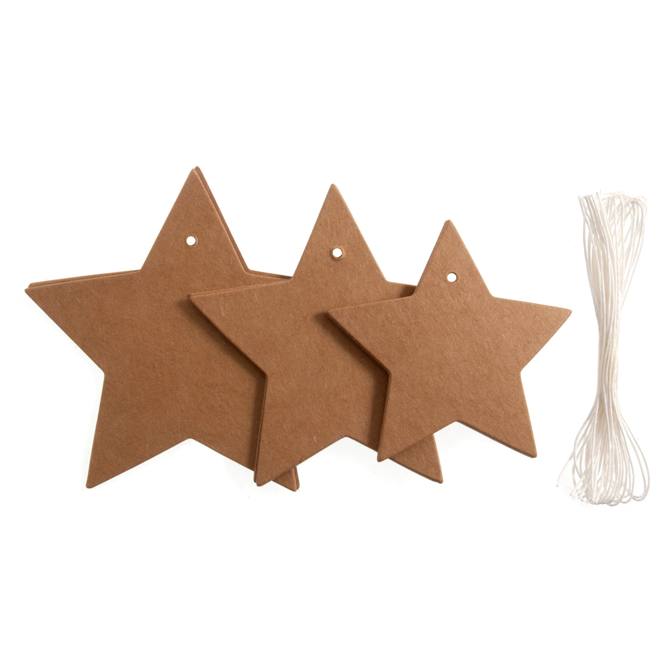 Star Shape Kraft Gift Tags with Cord - 12pk