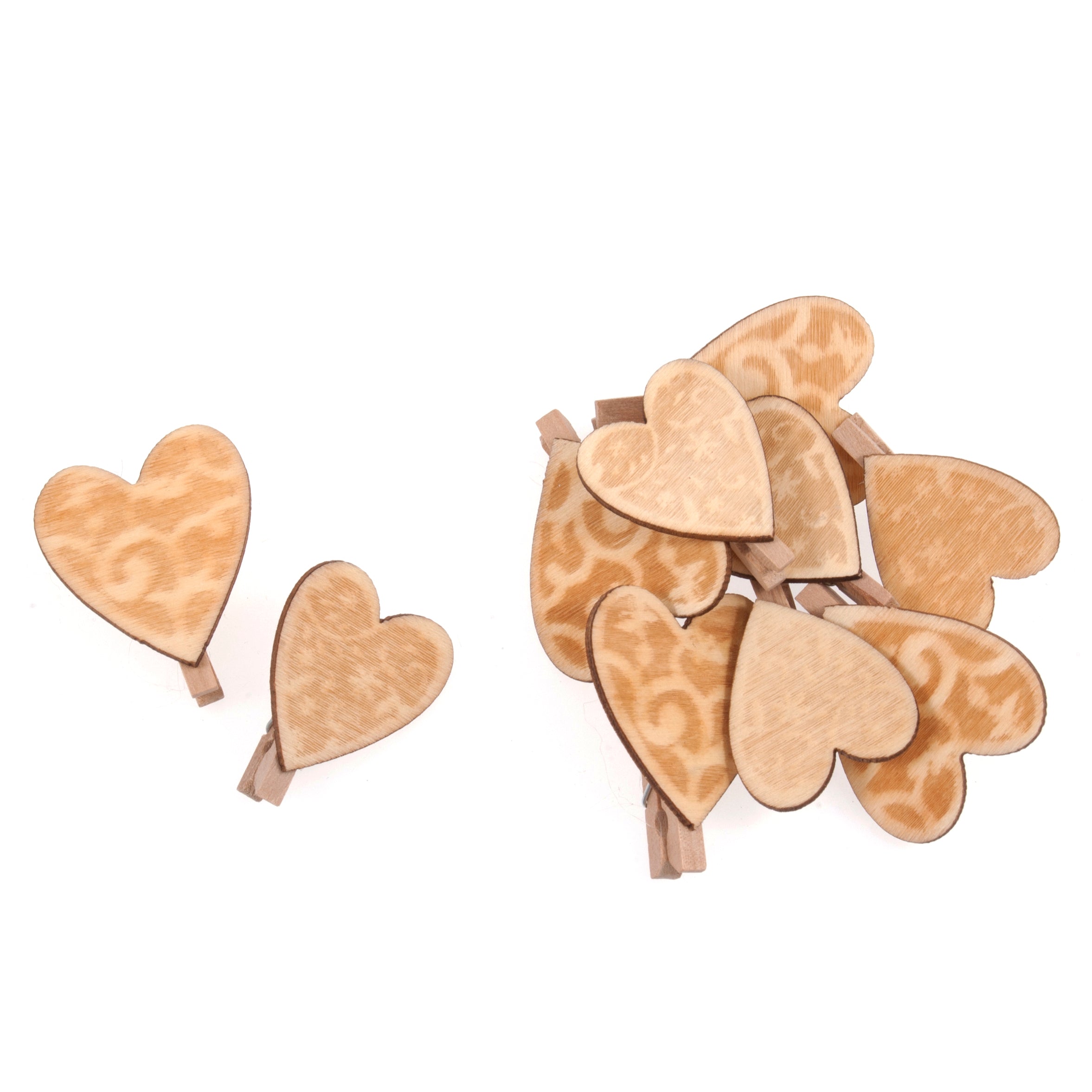 Mini Pegs: Wooden Hearts - 10pk