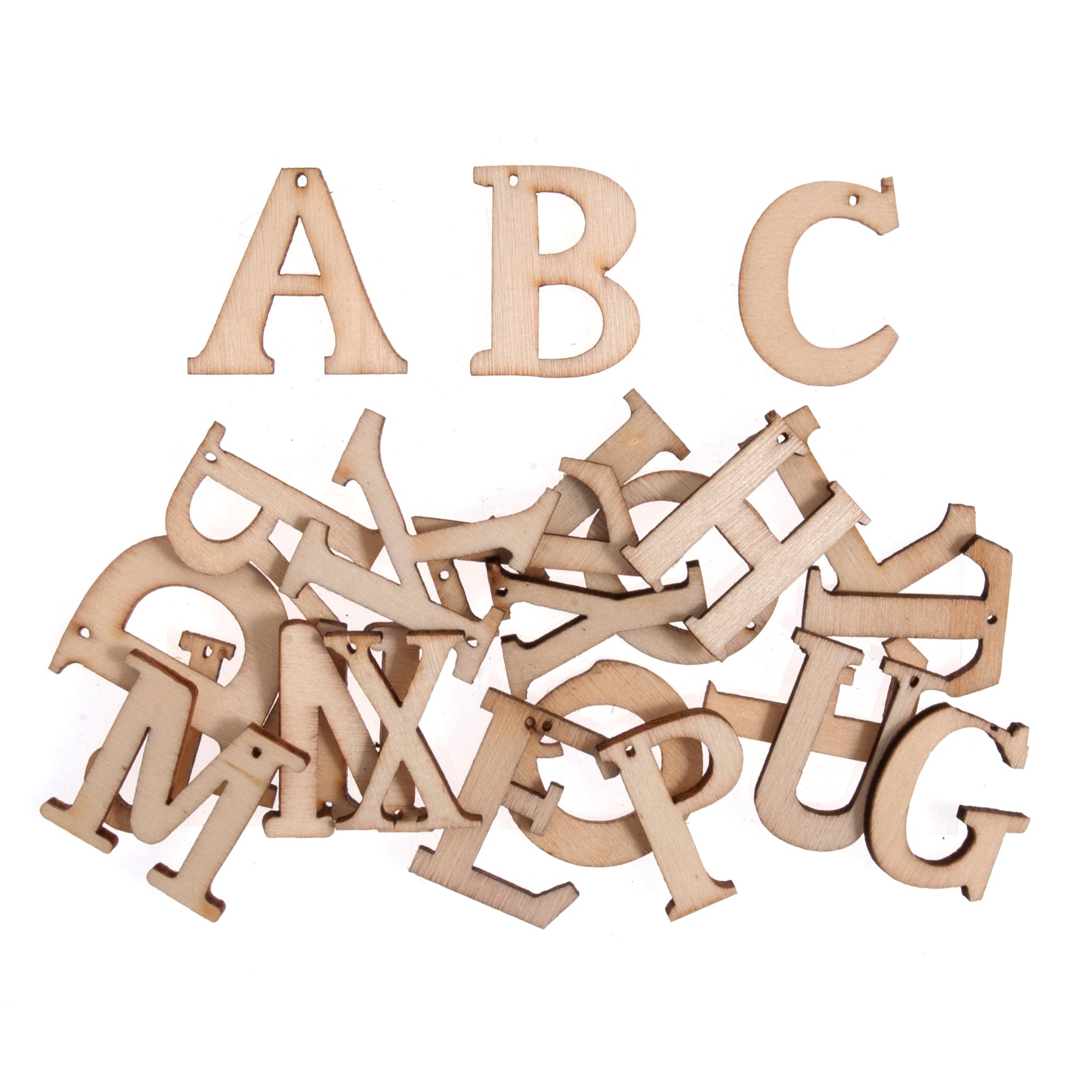 Craft Embellishments: Natural Wood Letters - 26pc
