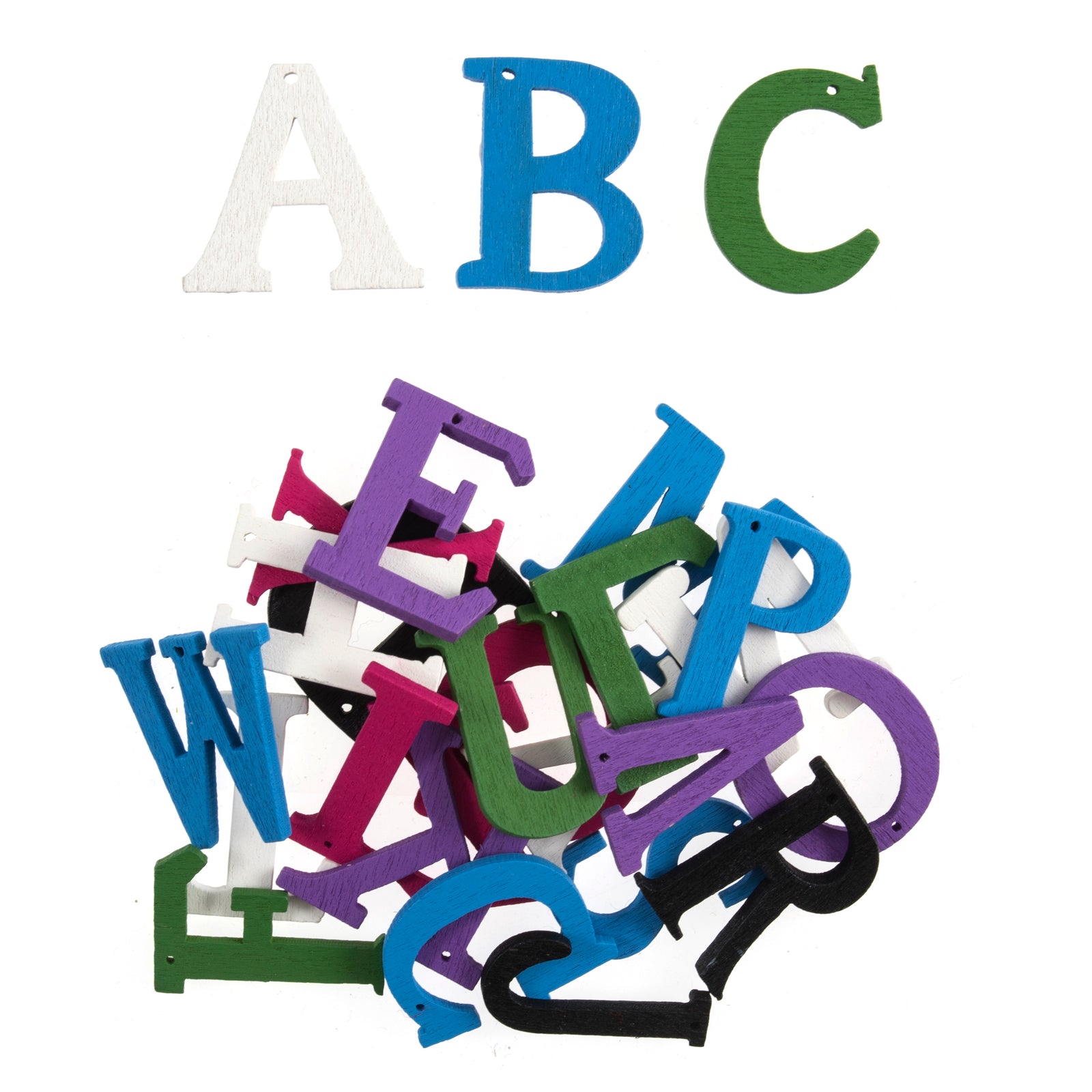 Craft Embellishments: Coloured Wood Letters 26pc