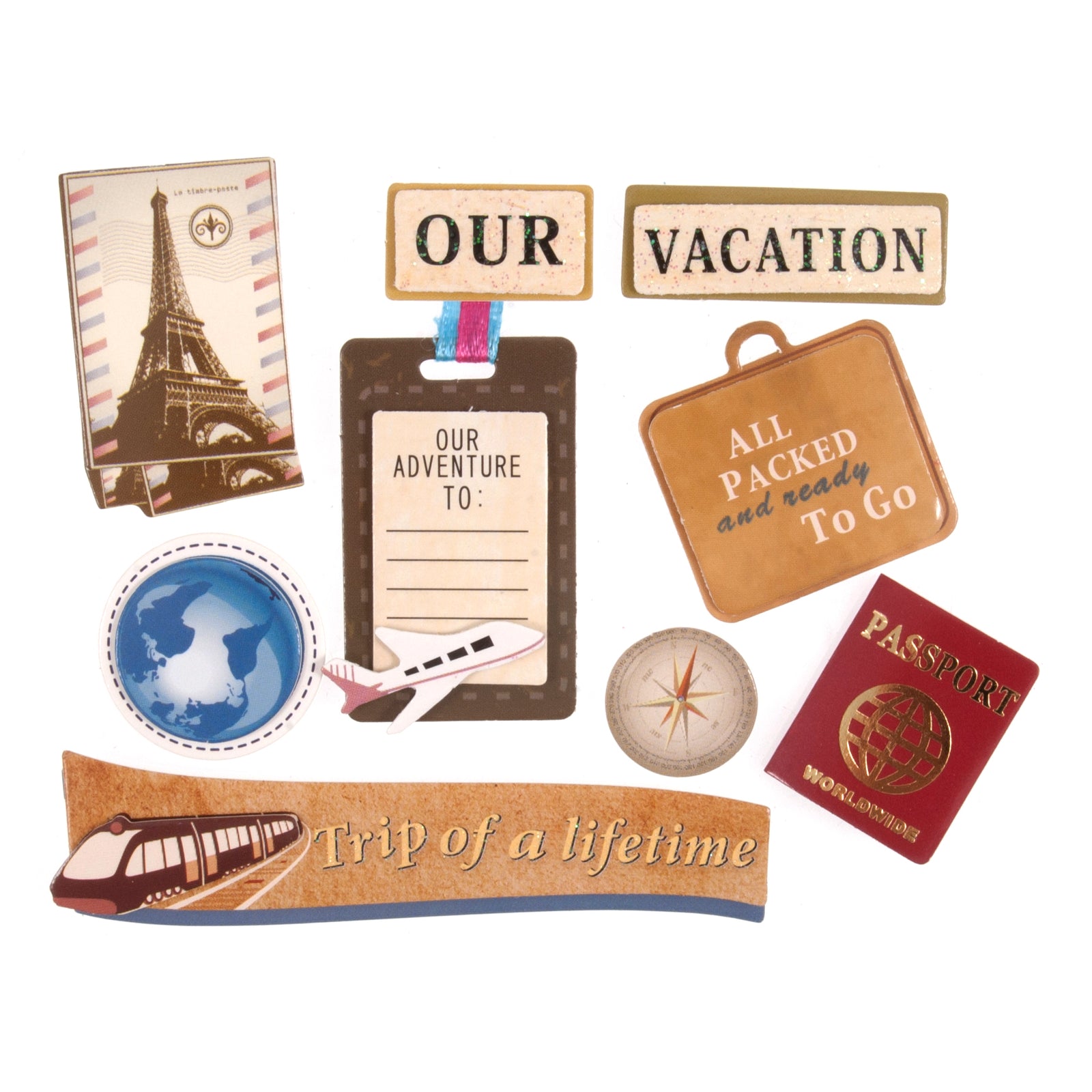 Craft Embellishments: Our Vacation - 9pc