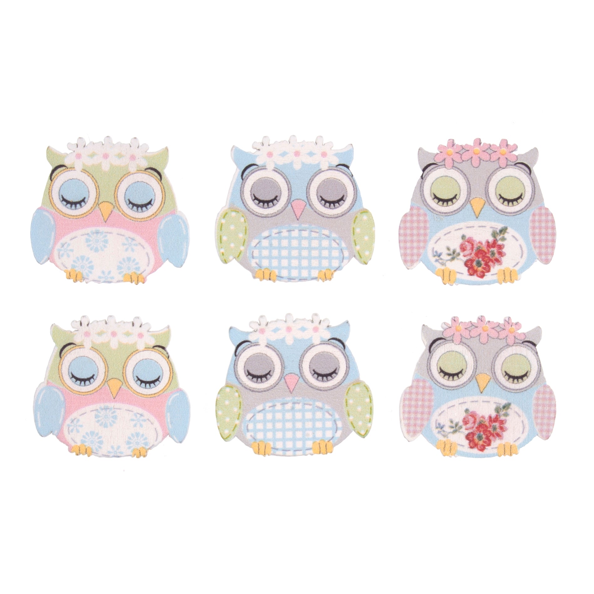 Embellishments: Sleeping Owls: 6pk | Buy Online from The Home Crafters