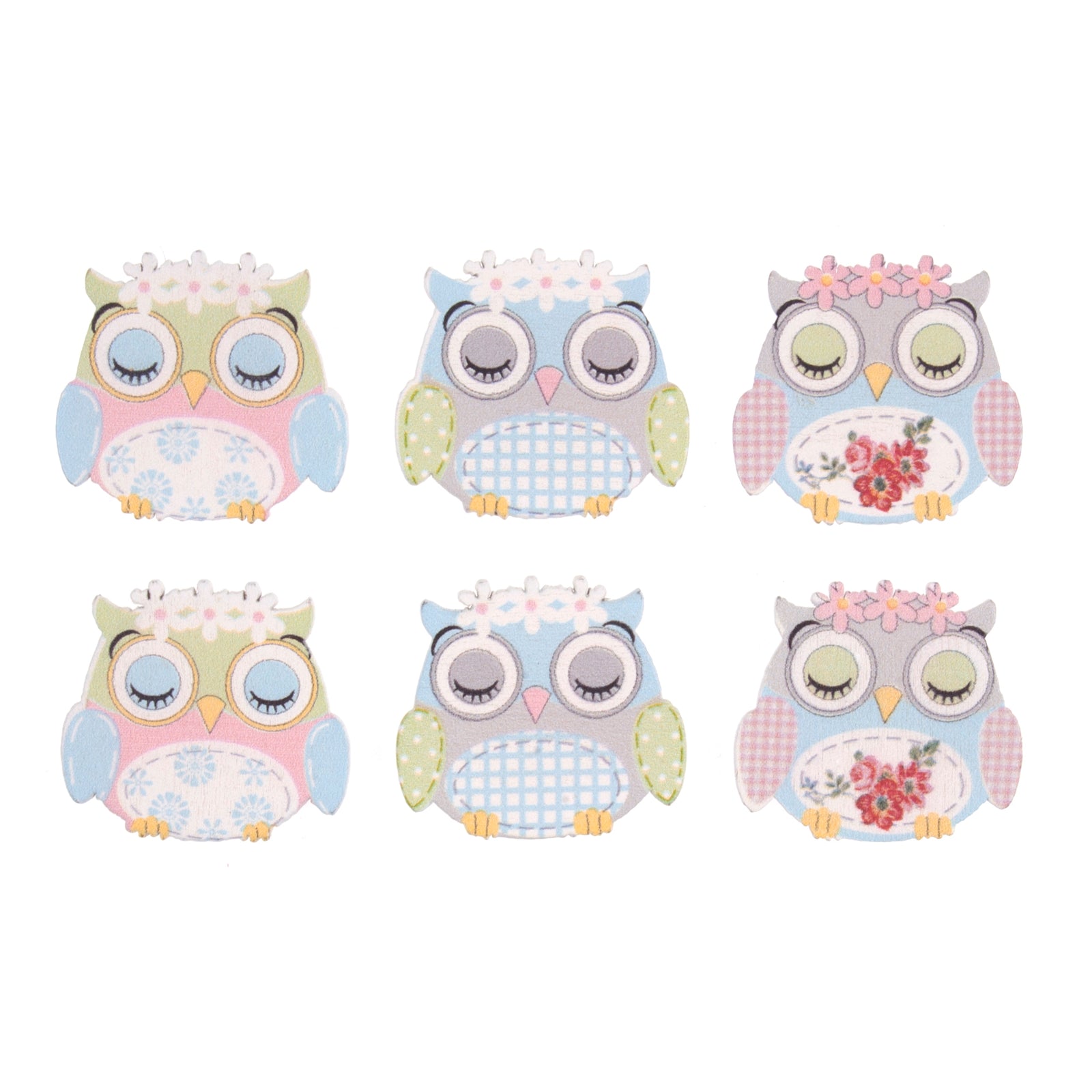 Embellishments: Sleeping Owls: 6pk | Buy Online from The Home Crafters