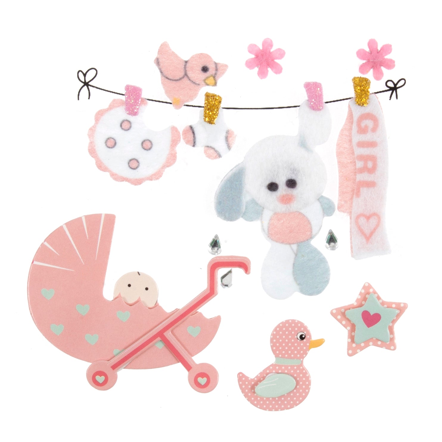 Embellishments: Baby: Pink: 13pk | Buy Online from The Home Crafters