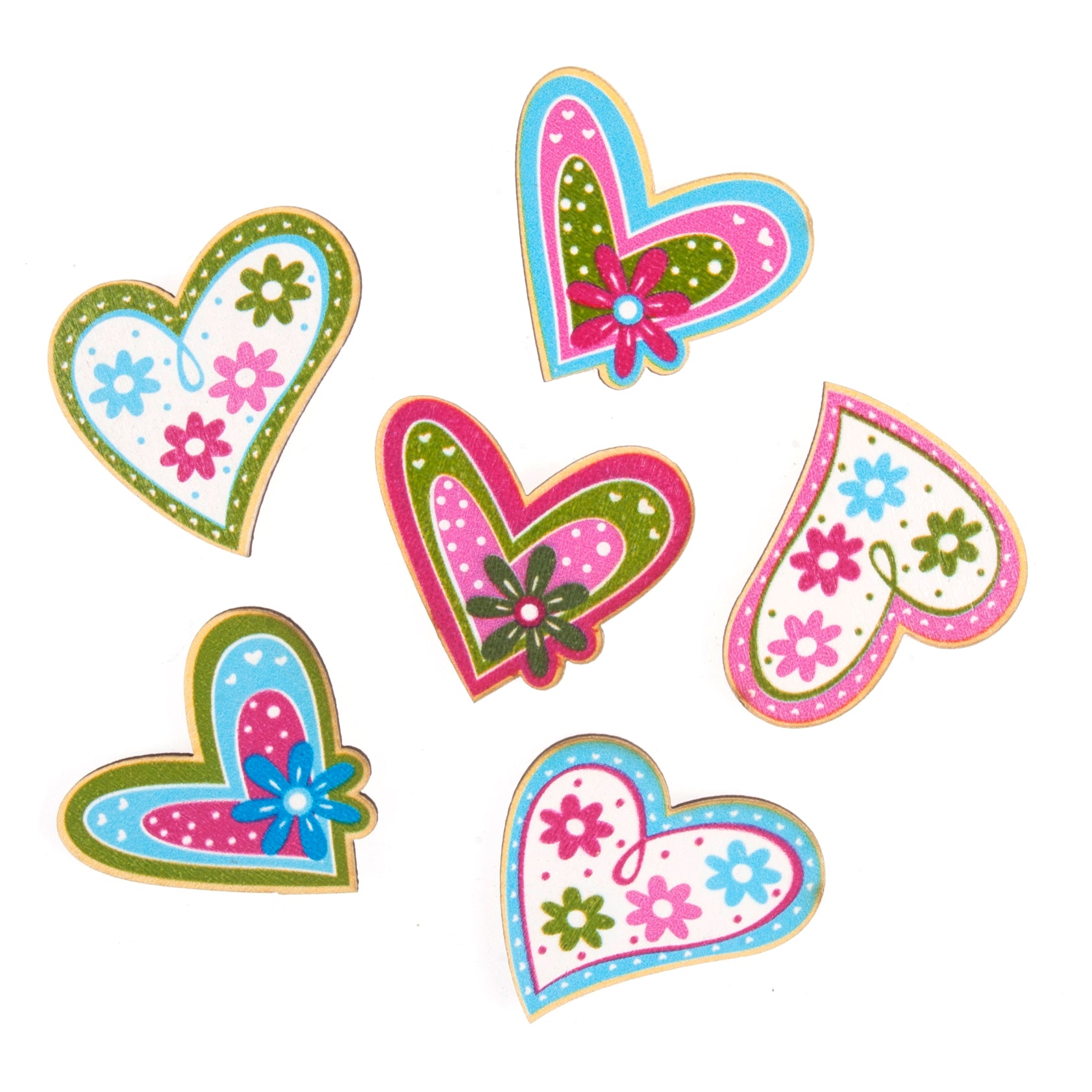 Embellishments: Wooden: Hearts: 6pk | Buy Online from The Home Crafters