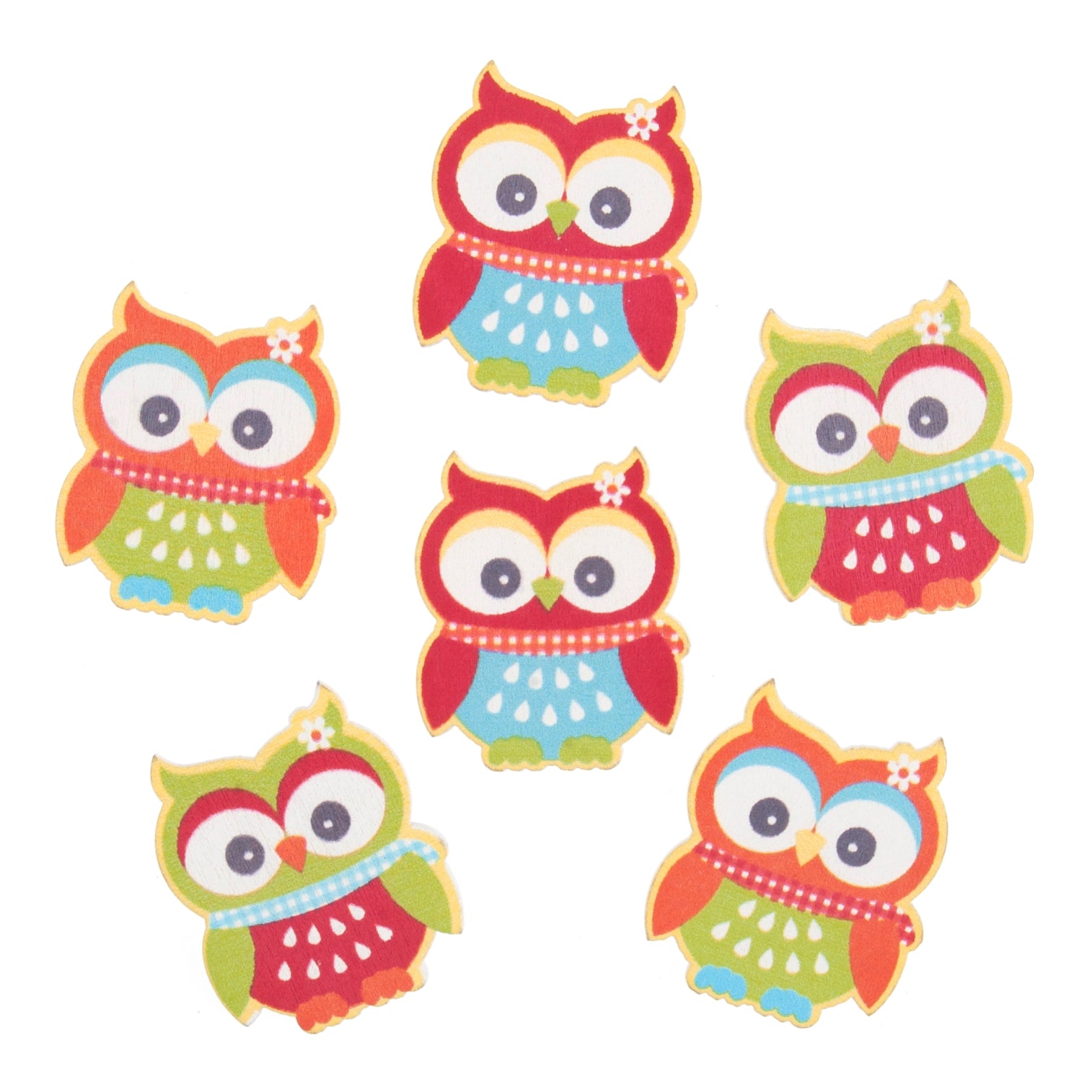 Craft Embellishments: Bright Owls - 6pc