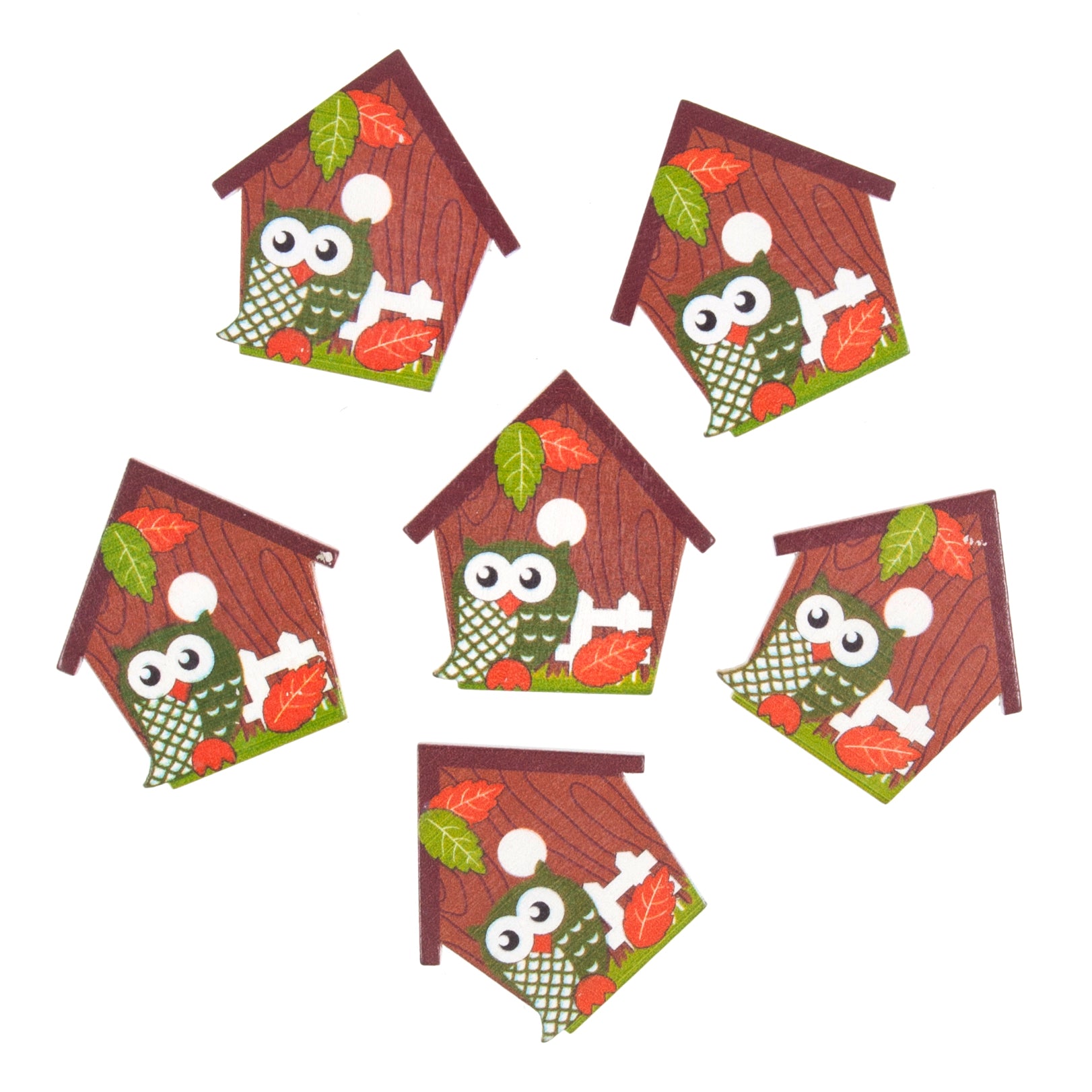 Craft Embellishments: Owls Houses - 6pk
