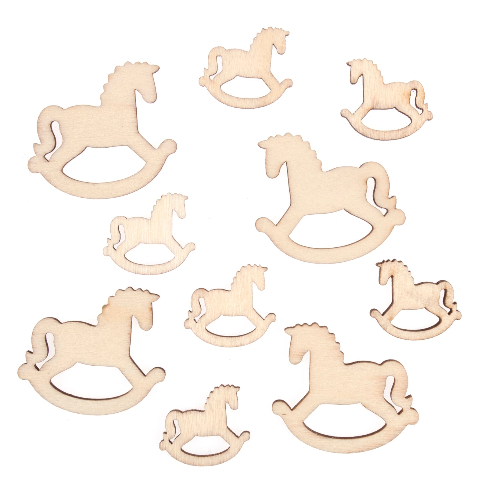 Craft Embellishments: Wooden Rocking Horse - 10pk