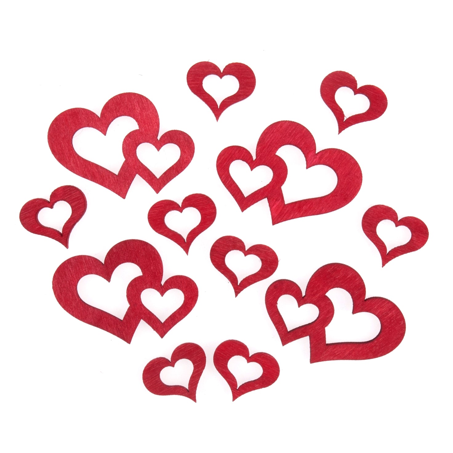 Craft Embellishments: Wooden Love Hearts - 12pc