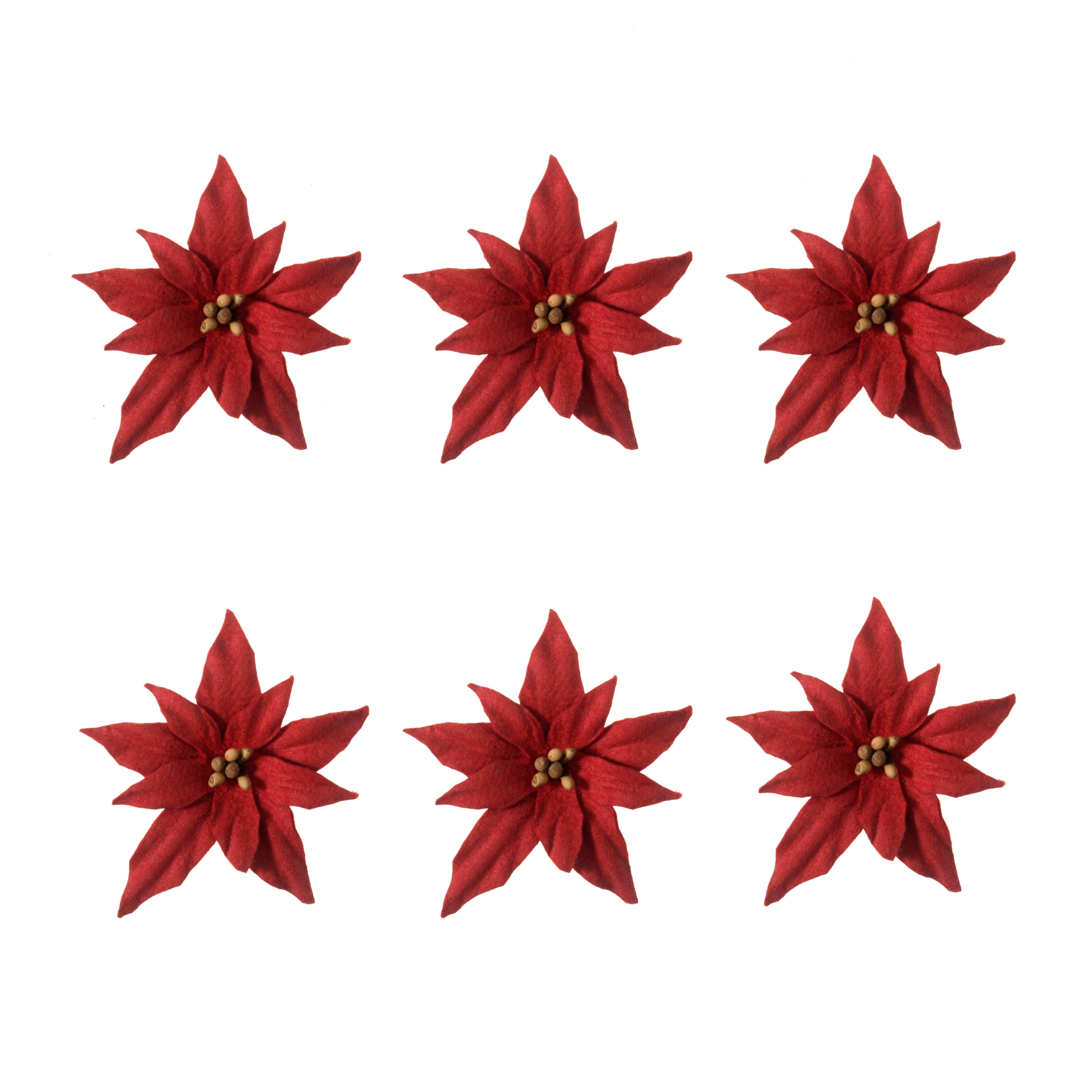 Christmas Craft Embellishments: Poinsettia Bloom - 6pk