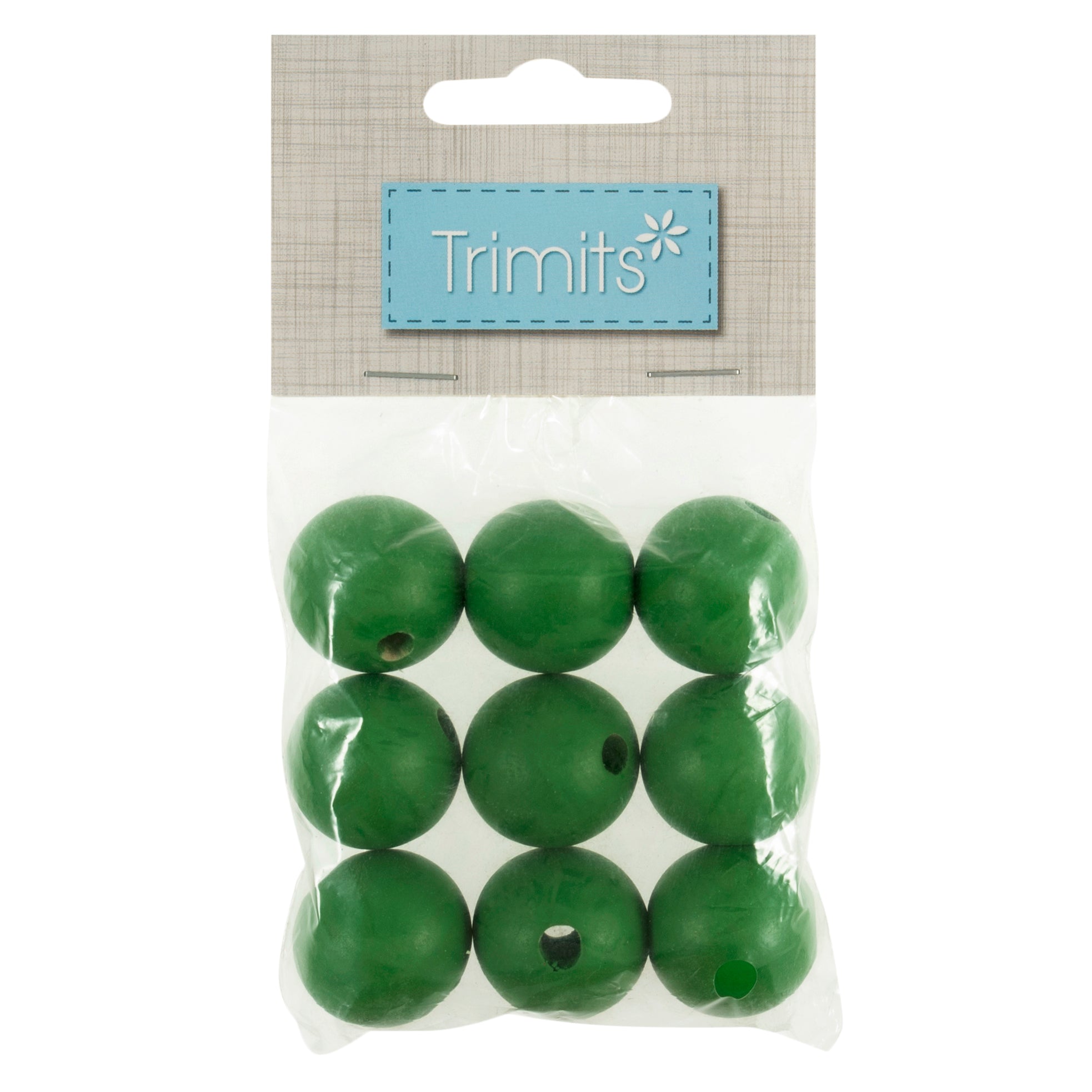 Trimits 25mm Wooden Craft Beads for Macramé - Green