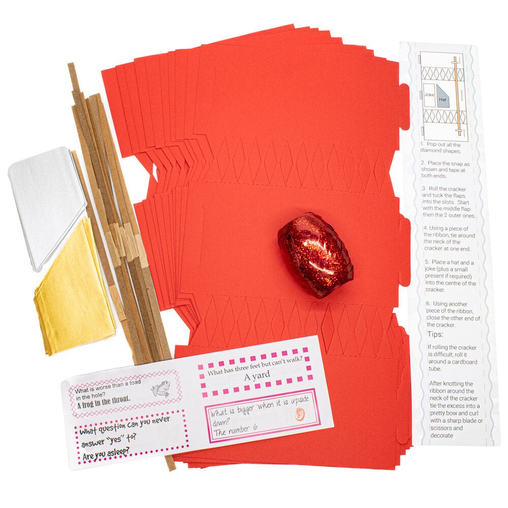 Christmas Cracker Kit: Linen Red - makes 12 | Buy Online from The Home Crafters