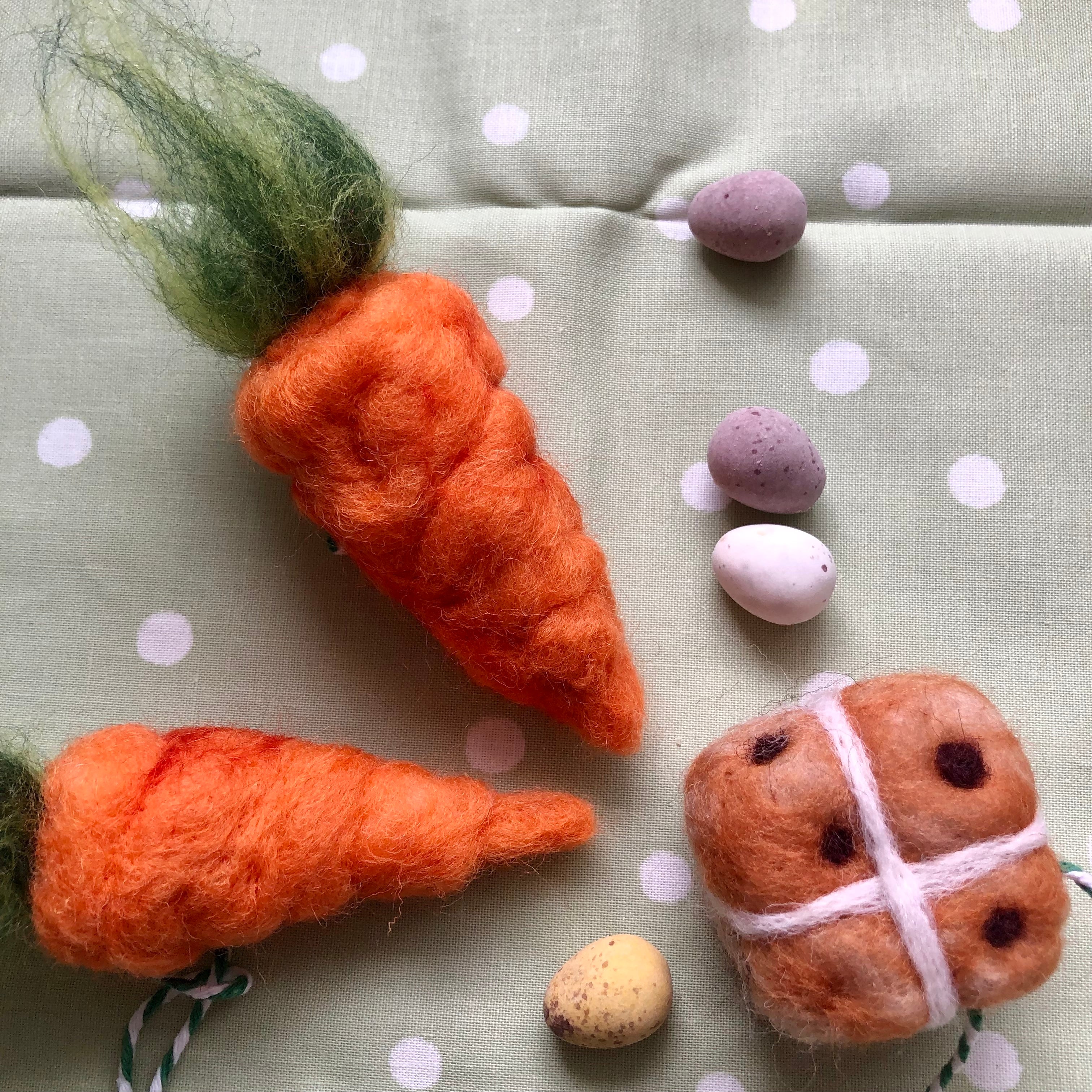 Handmade Needle Felted Easter Carrot Decoration