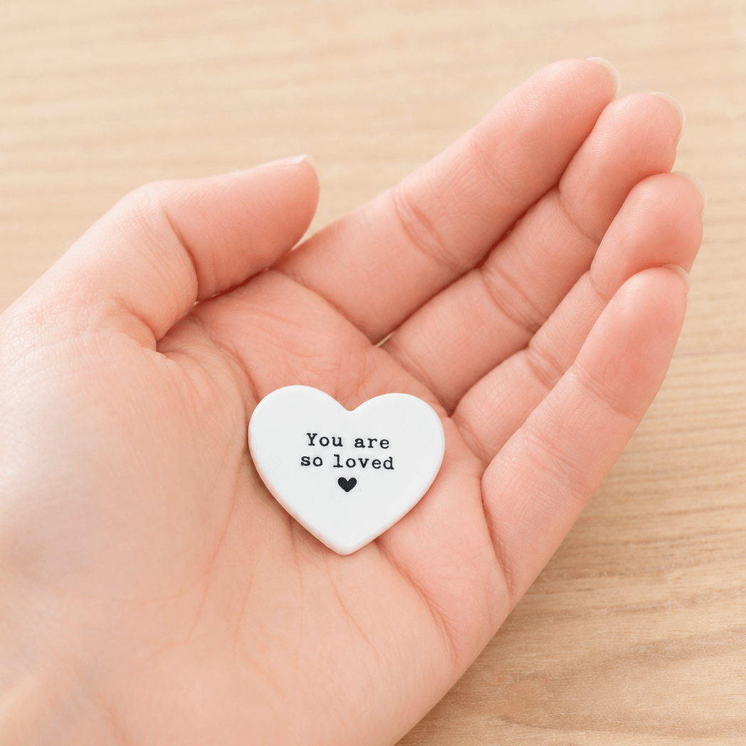 ‘So Loved’ Ceramic Heart Memorial Token – 4cm | Buy Online from The Home Crafters