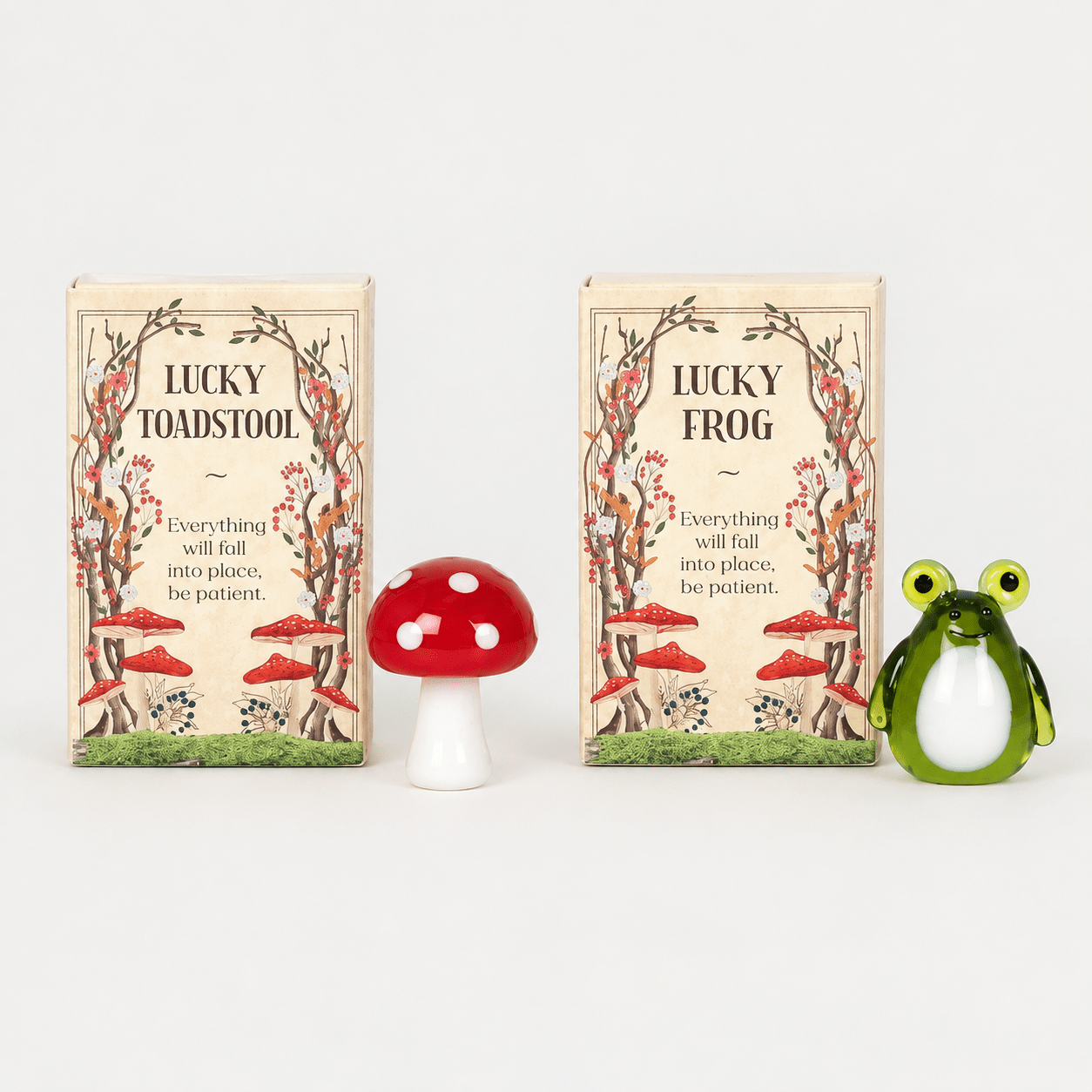 Lucky Glass Frog & Toadstool Miniature Charm Gift - each | Buy Online from The Home Crafters