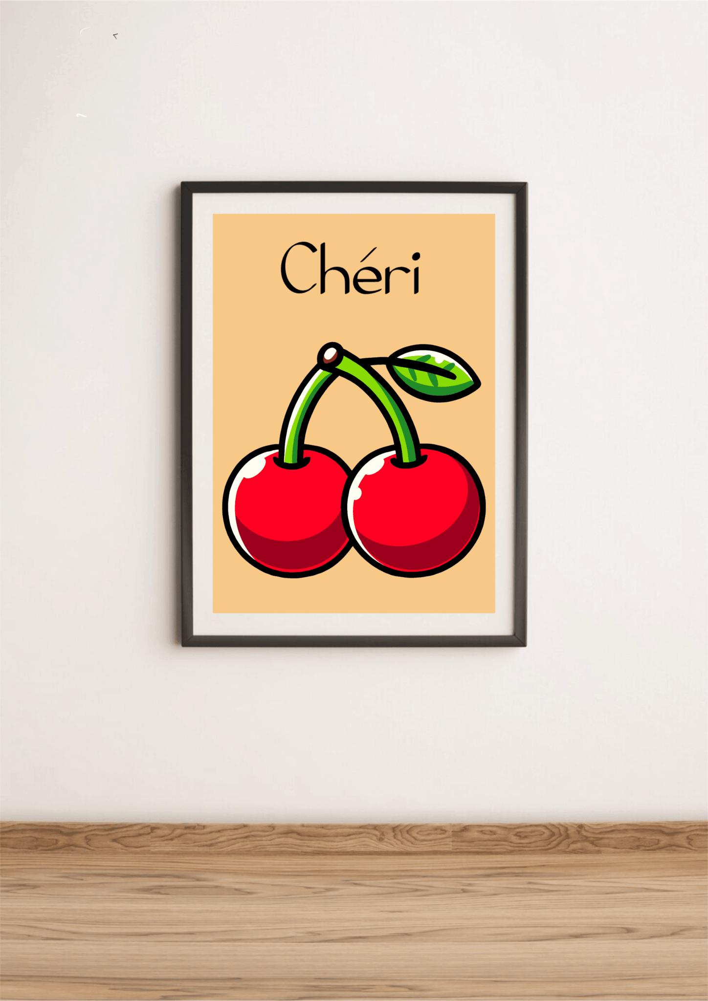 Chéri Cherries Art Print | Cute French - Inspired Cherry Poster | Buy Online from The Home Crafters