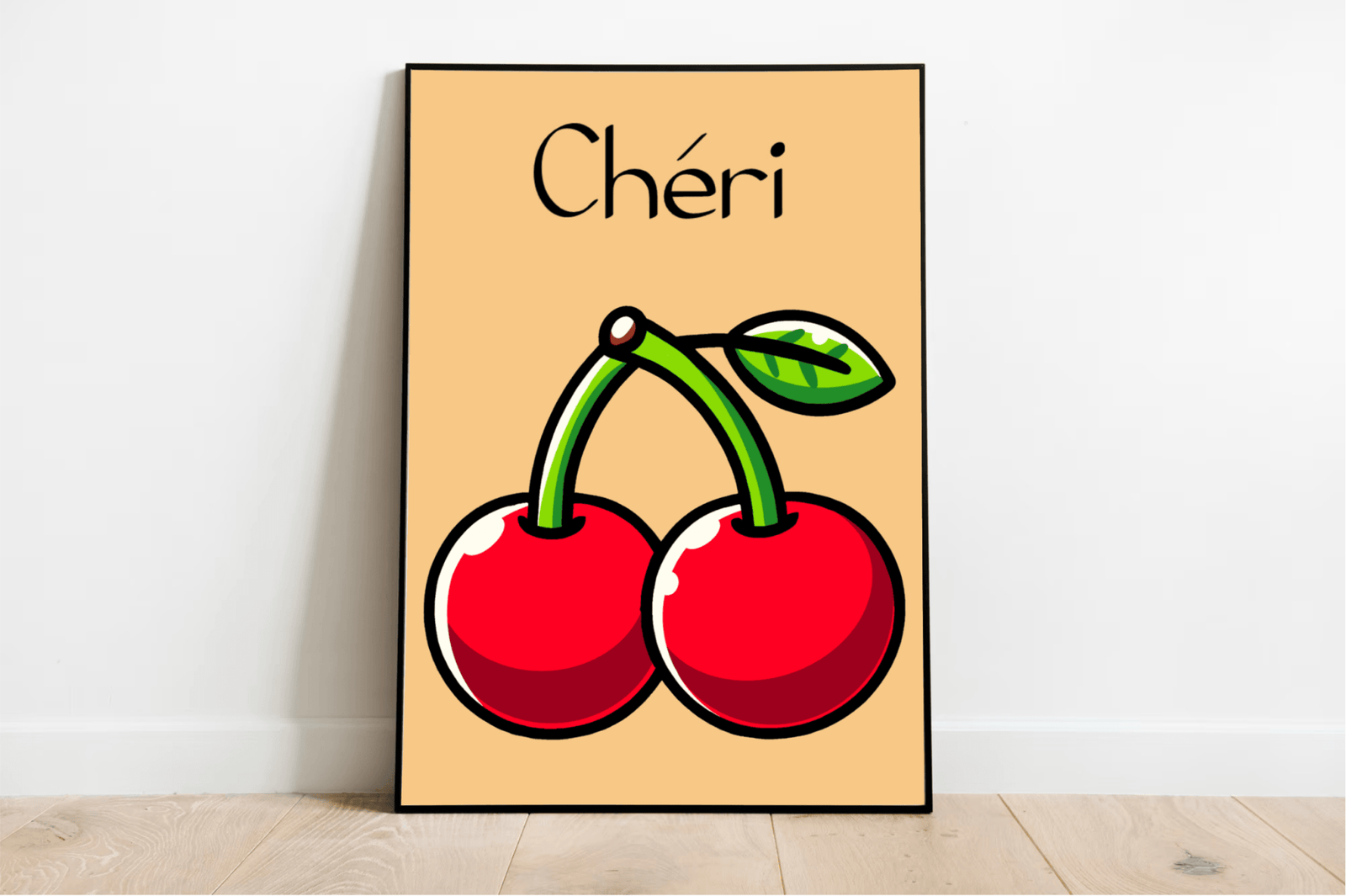 Chéri Cherries Art Print | Cute French - Inspired Cherry Poster | Buy Online from The Home Crafters