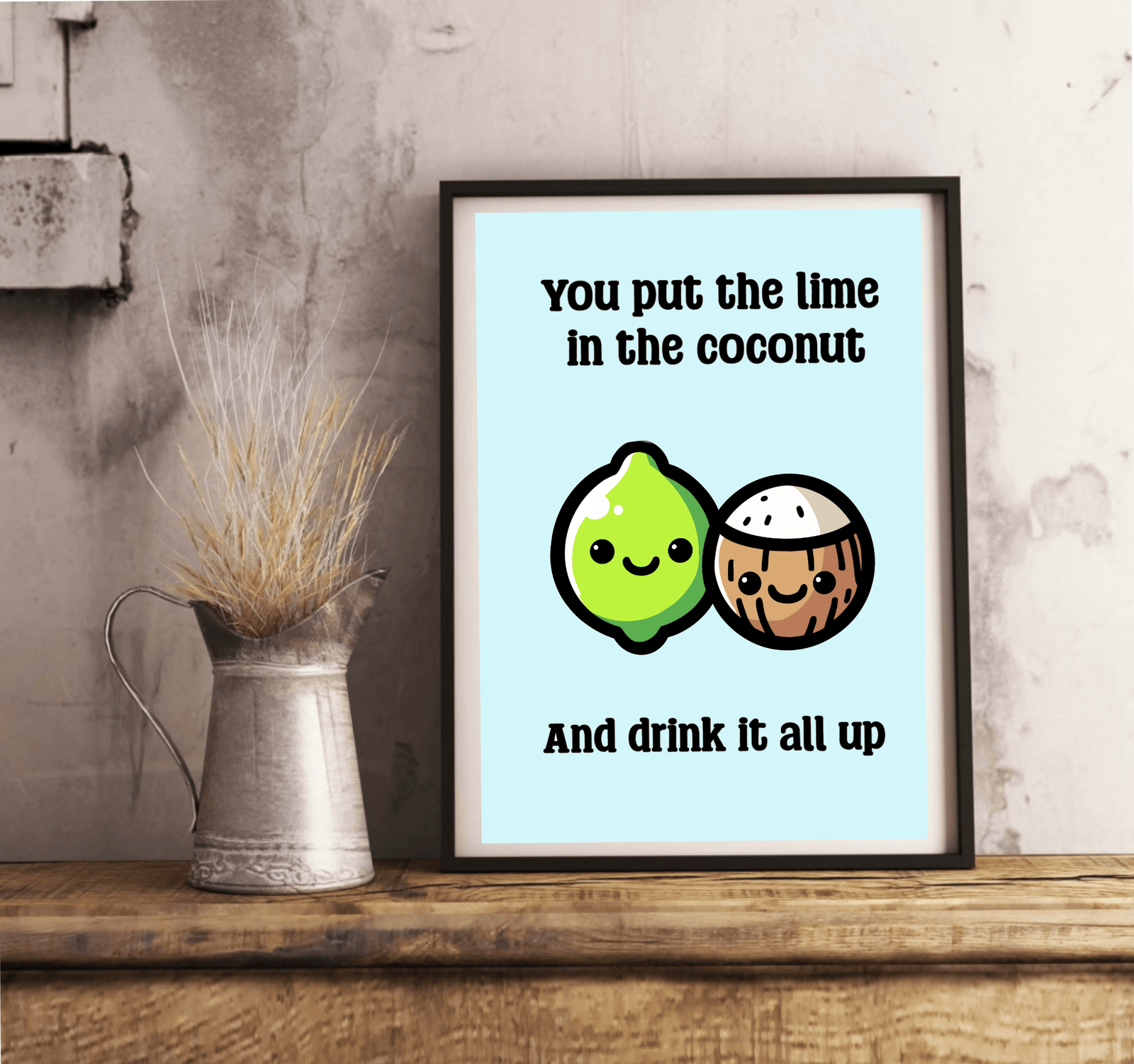 Lime & Coconut – Whimsy in Harmony Tropical Art Print | Buy Online from The Home Crafters