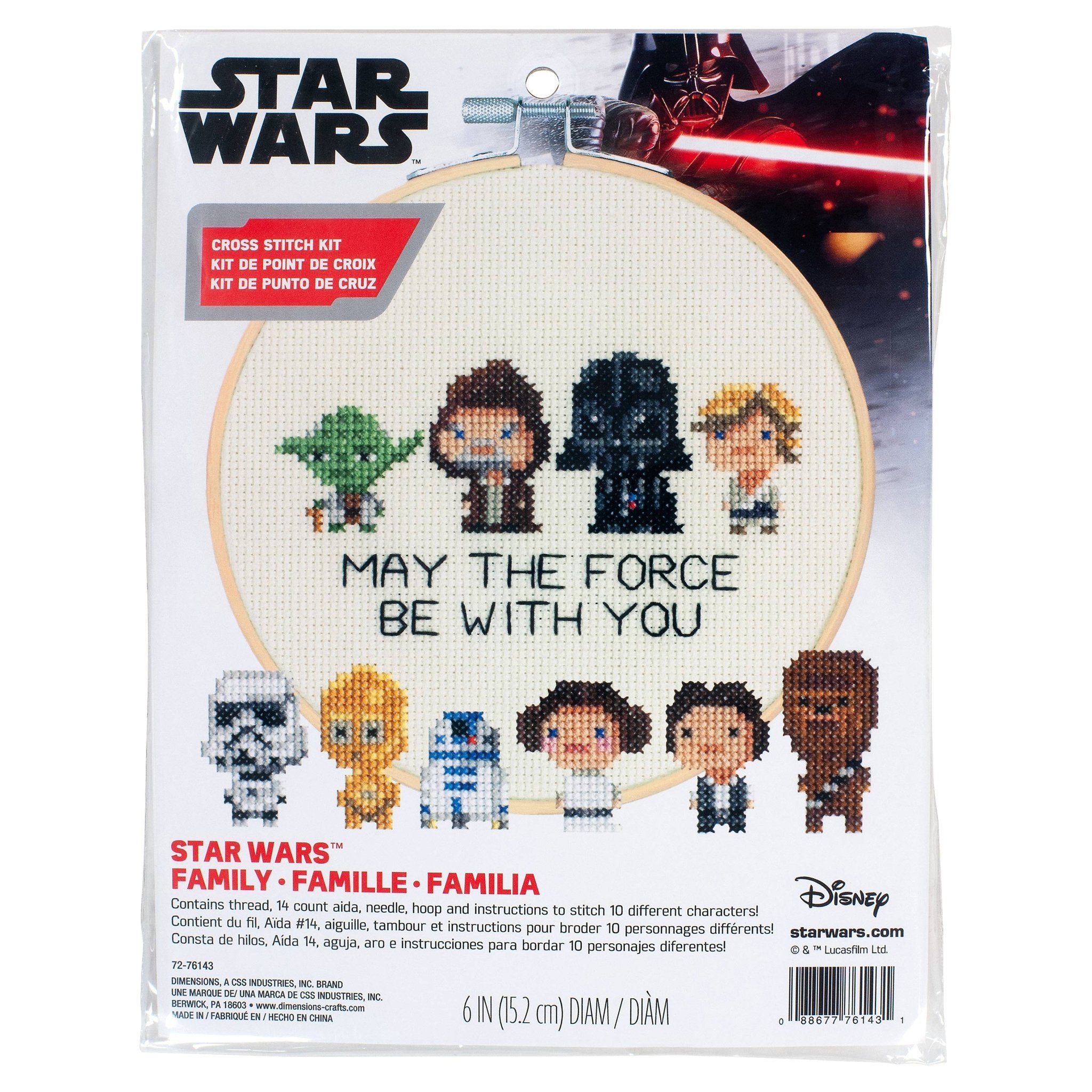 Disney Cross Stitch Kit with Hoop: Star Wars Family | Buy Online from The Home Crafters