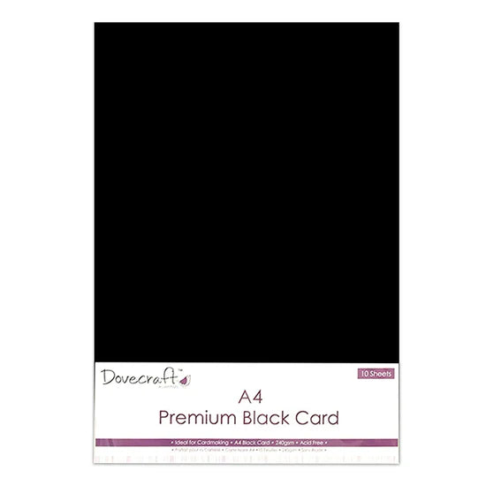 Dovecraft 240gsm Black A4 Card - 10pk