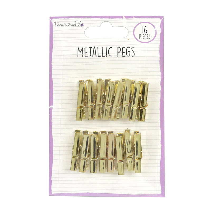 Dovecraft Essentials Metallic Mini Pegs - 16pc