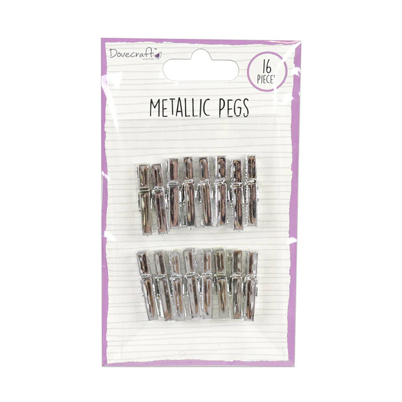 Dovecraft Essentials Metallic Mini Pegs - 16pc