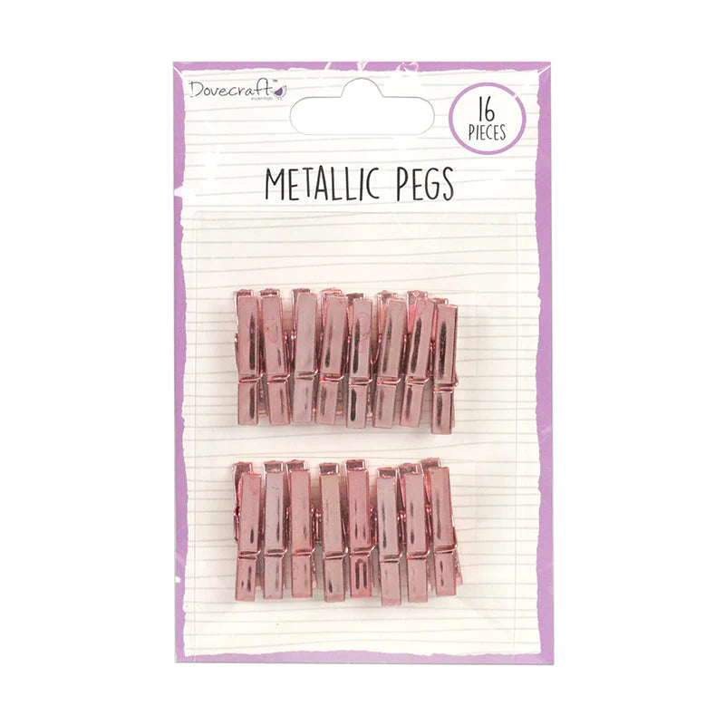 Dovecraft Essentials Metallic Mini Pegs - 16pc