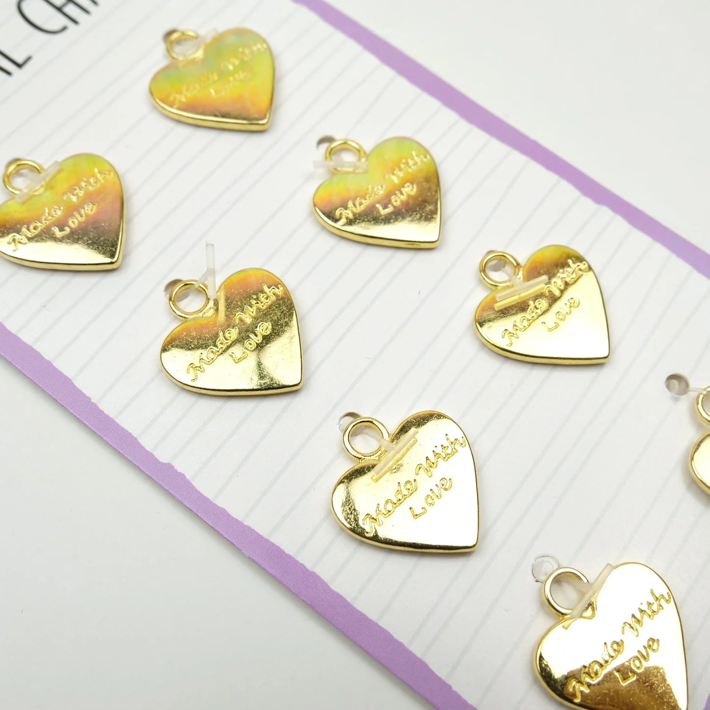 Dovecraft Metal Heart Charms: Made With Love - 8pc