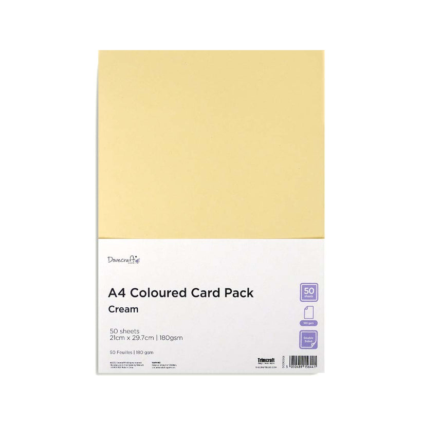 Dovecraft 180gsm A4 Coloured Card - Cream: 50pk