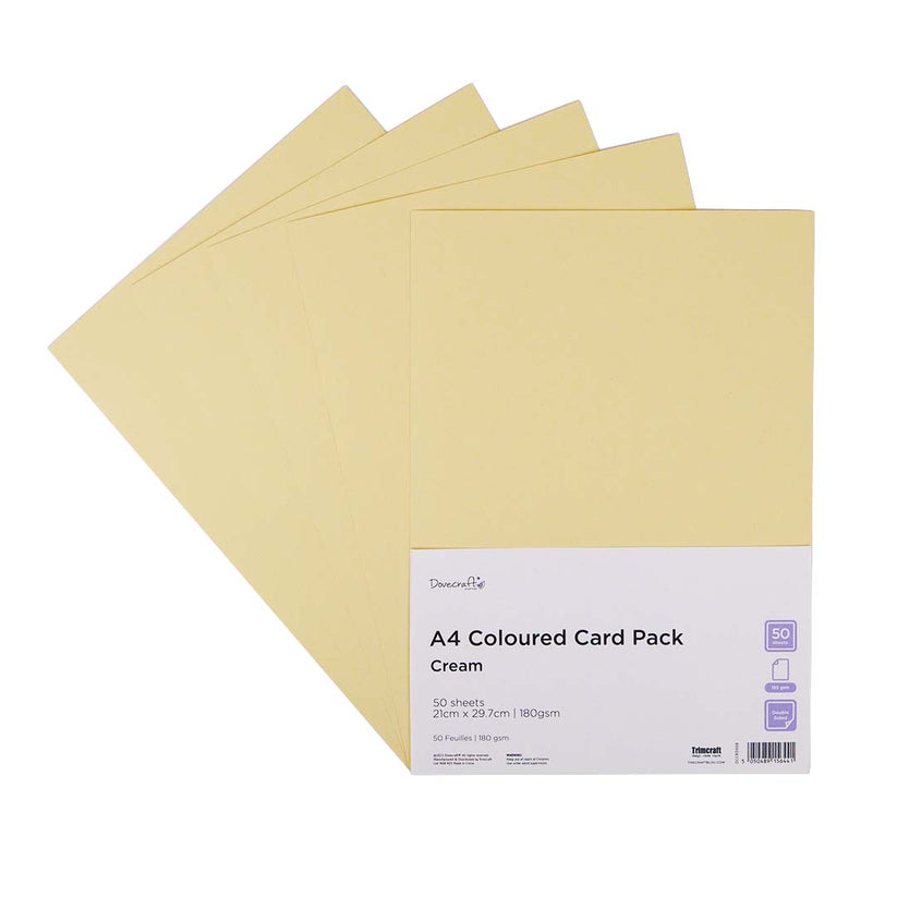 Dovecraft 180gsm A4 Coloured Card - Cream: 50pk