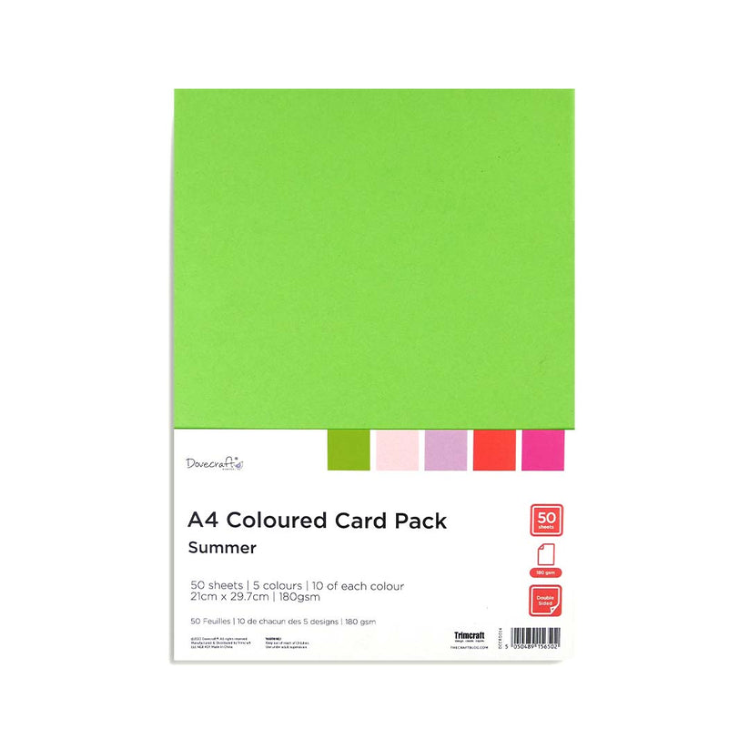 Dovecraft 180gsm A4 Coloured Card - Summer: 50pk