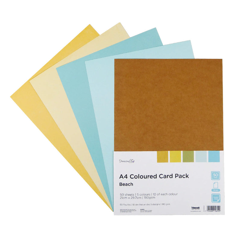 Dovecraft 180gsm A4 Coloured Card - Beach: 50pk
