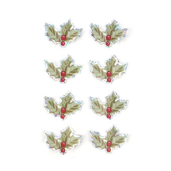 Dovecraft Holographic Holly Berry 3d Stickers - 8pc