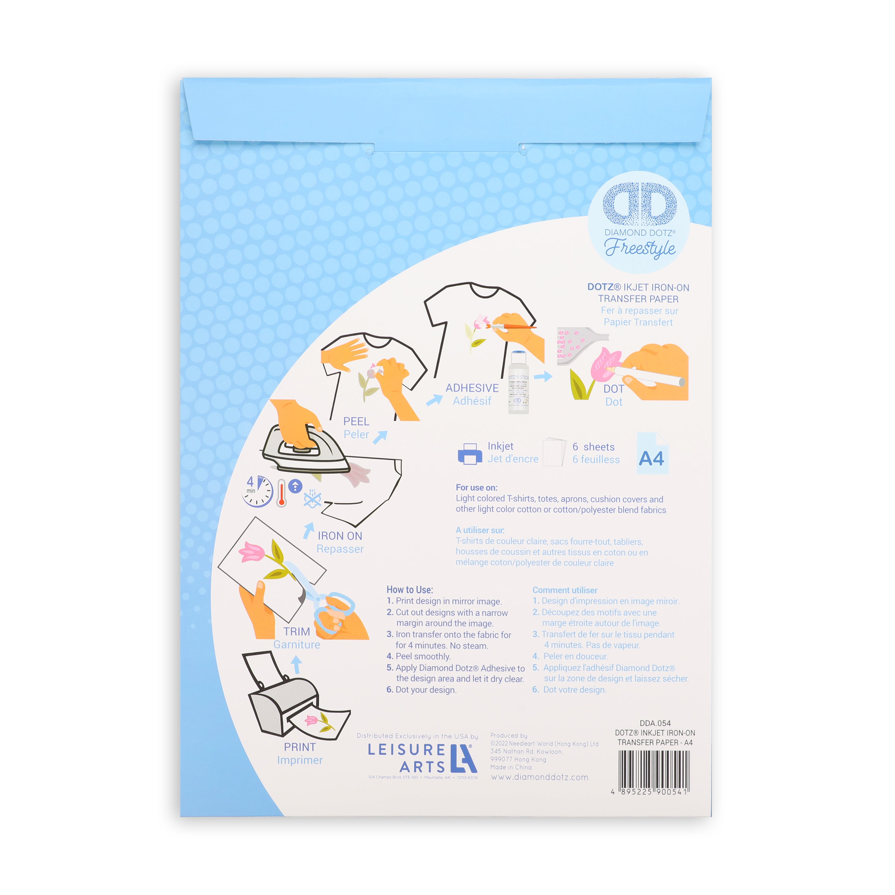 Diamond Dotz Accessories: A4 Inkjet Iron On Transfer Paper - 6pk