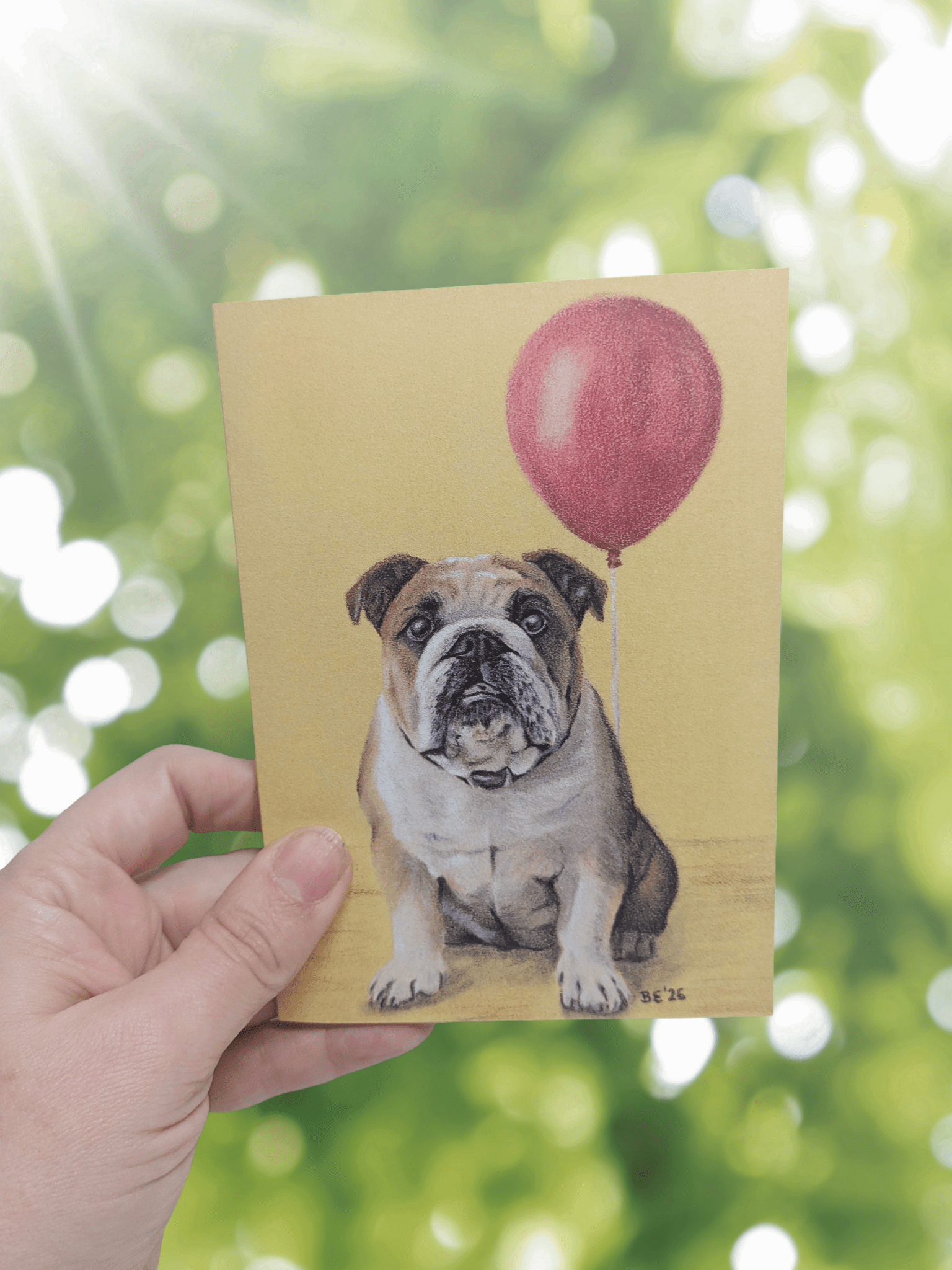 Art Print Greeting Card - Party Pets - Bulldog | Buy Online from The Home Crafters