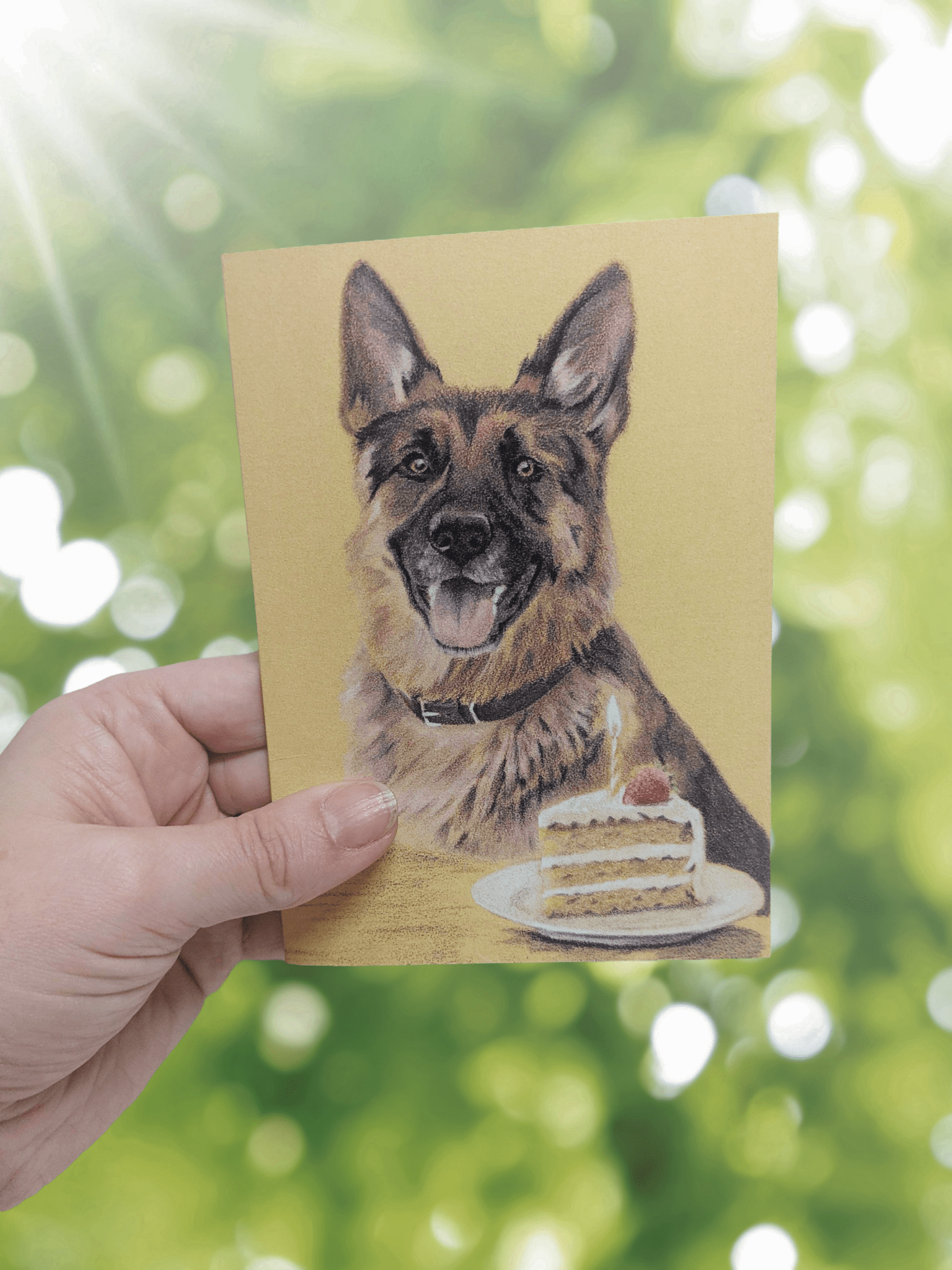 Art Print Greeting Card - Party Pets - German Shepherd | Buy Online from The Home Crafters